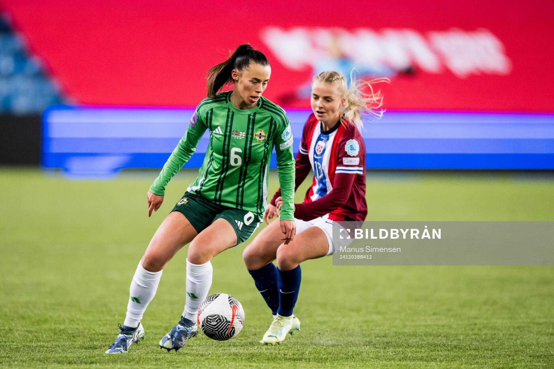 Laura Rafferty of Northern Ireland and Emilie Woldvik of