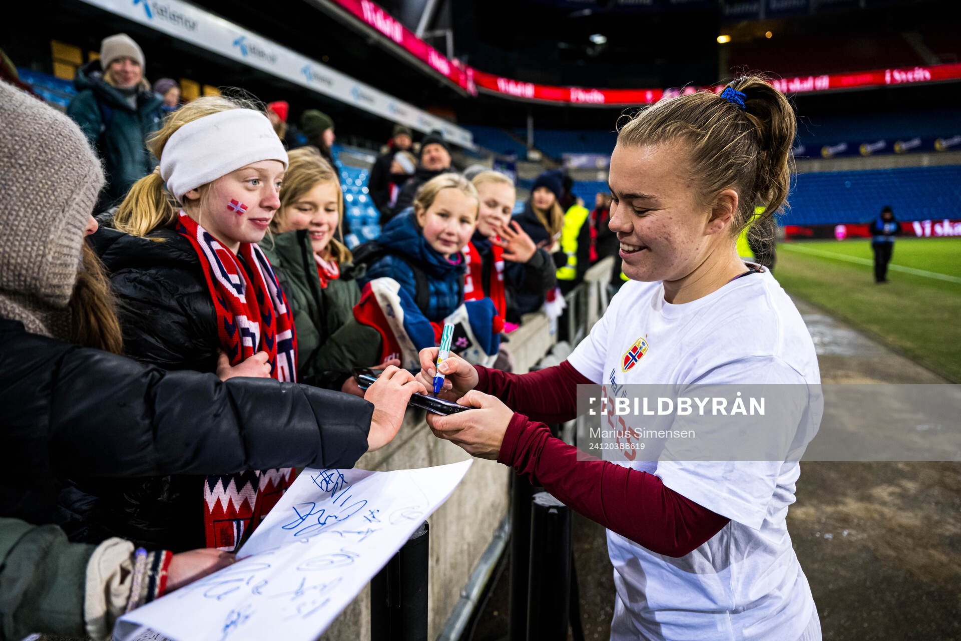 Olaug Tvedten of Norway with a fan