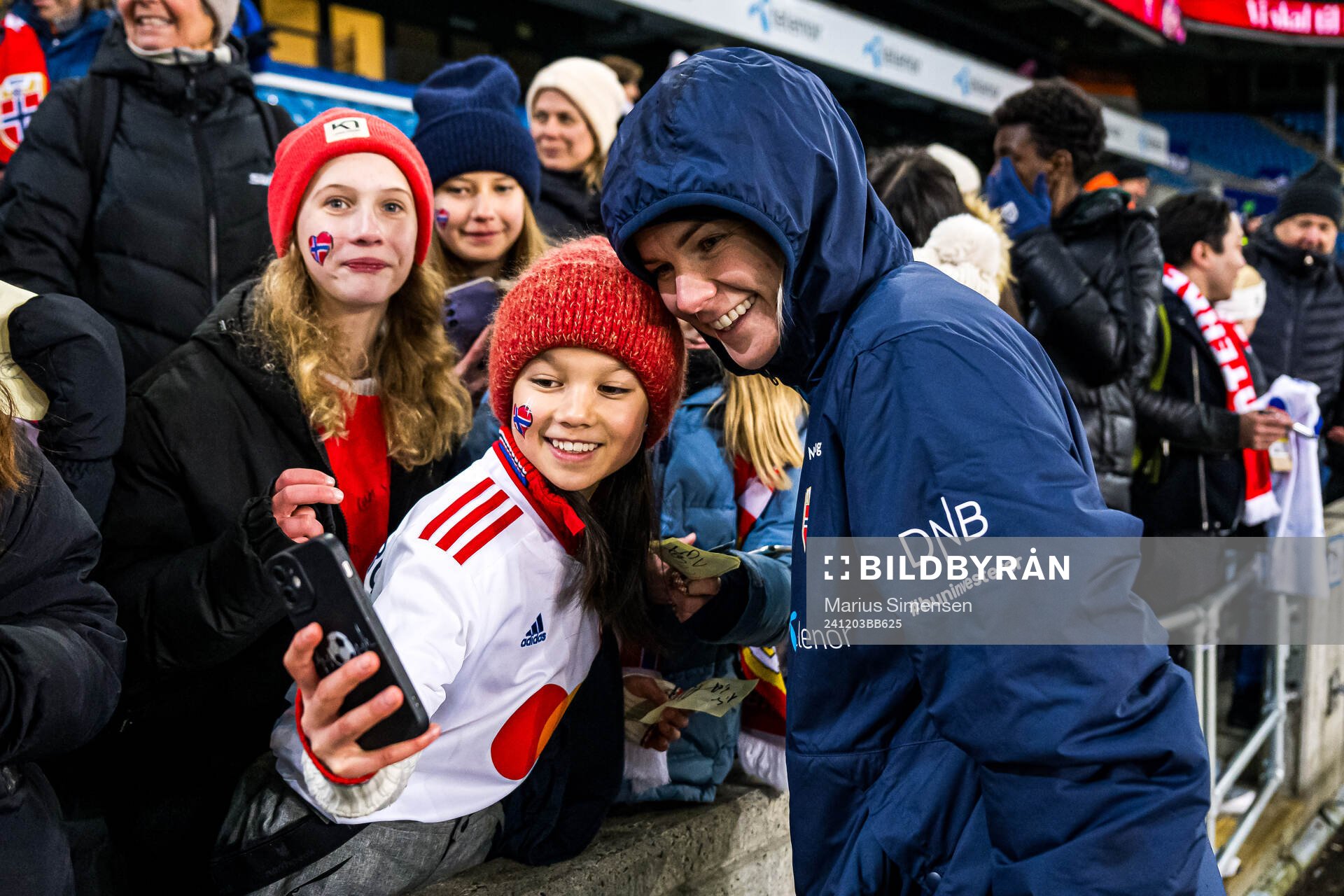 Ada Stolsmo Hegerberg of Norway with a fan