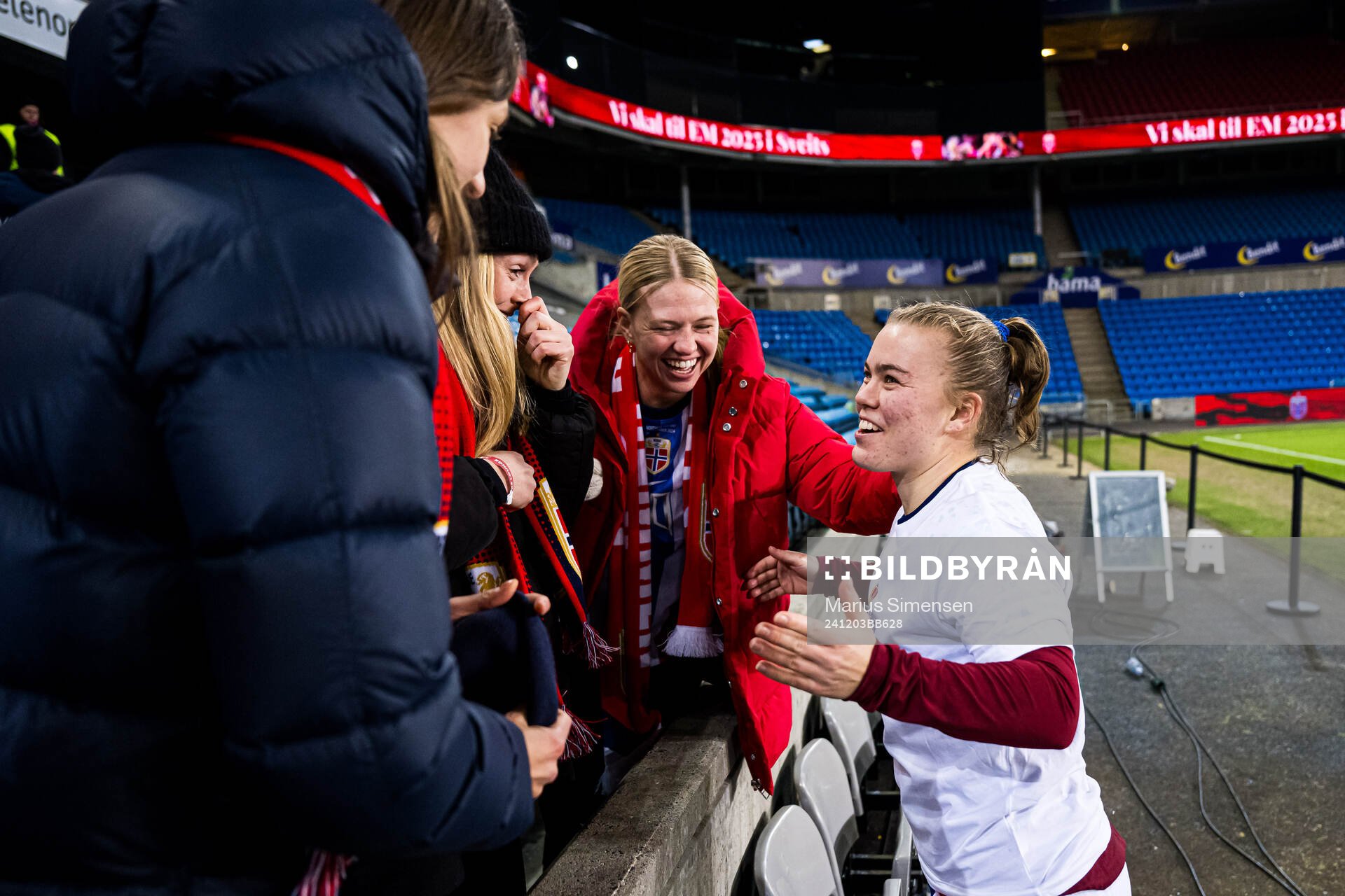 Olaug Tvedten of Norway with fans