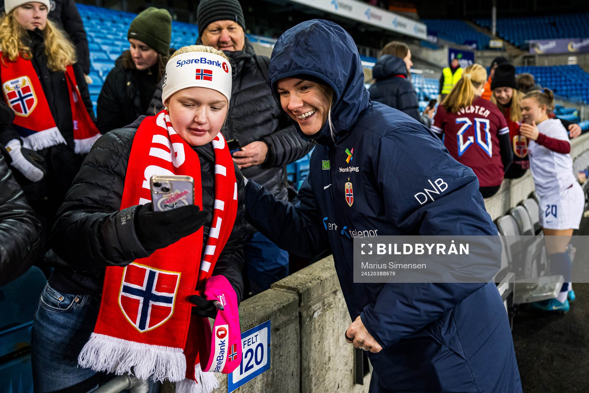 Ada Stolsmo Hegerberg of Norway with a fan