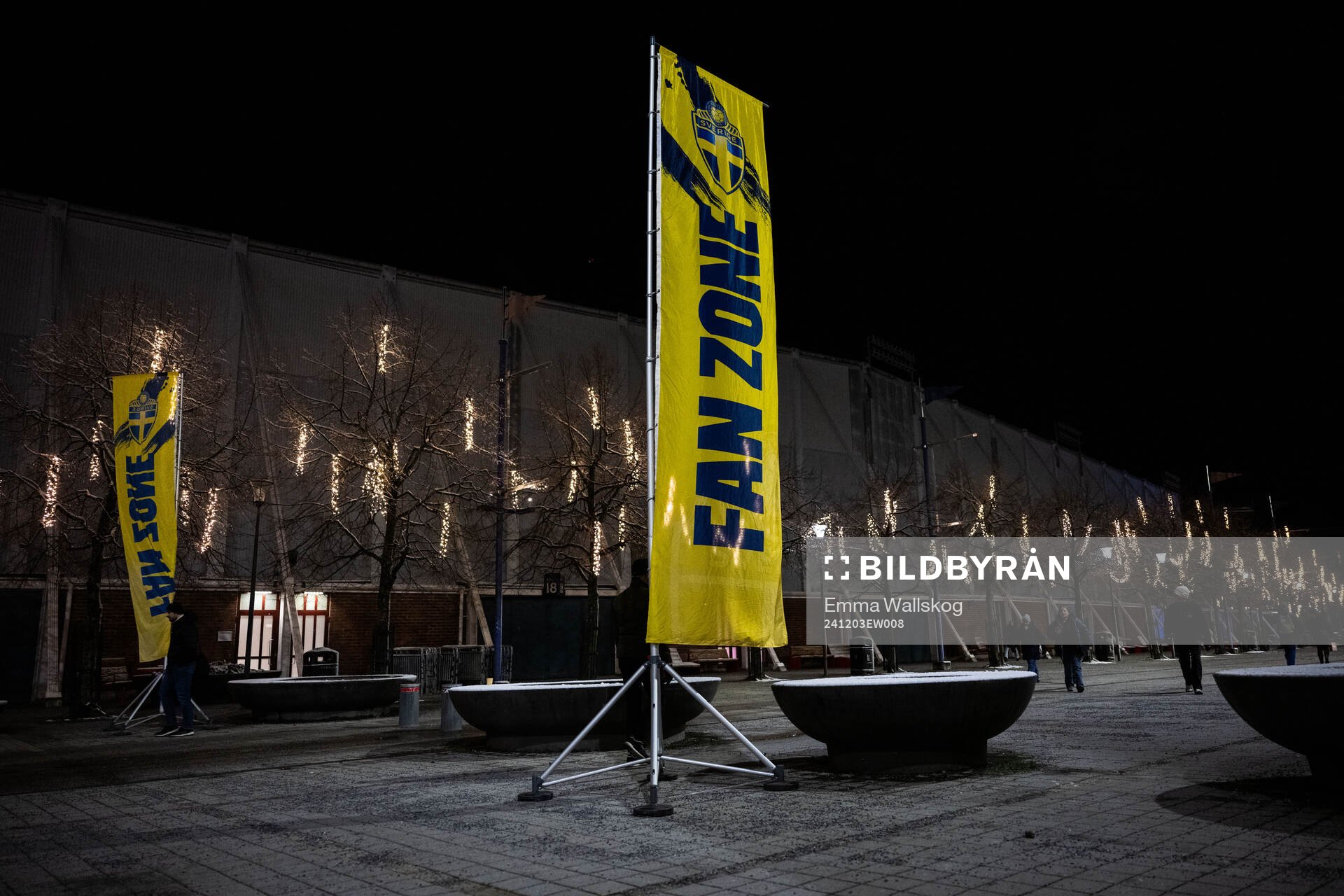 Fan zone ahead of the UEFA Women's Euro Qualifier play-off football match between Sweden and Serbia on December 3, 2024 in Stockholm.