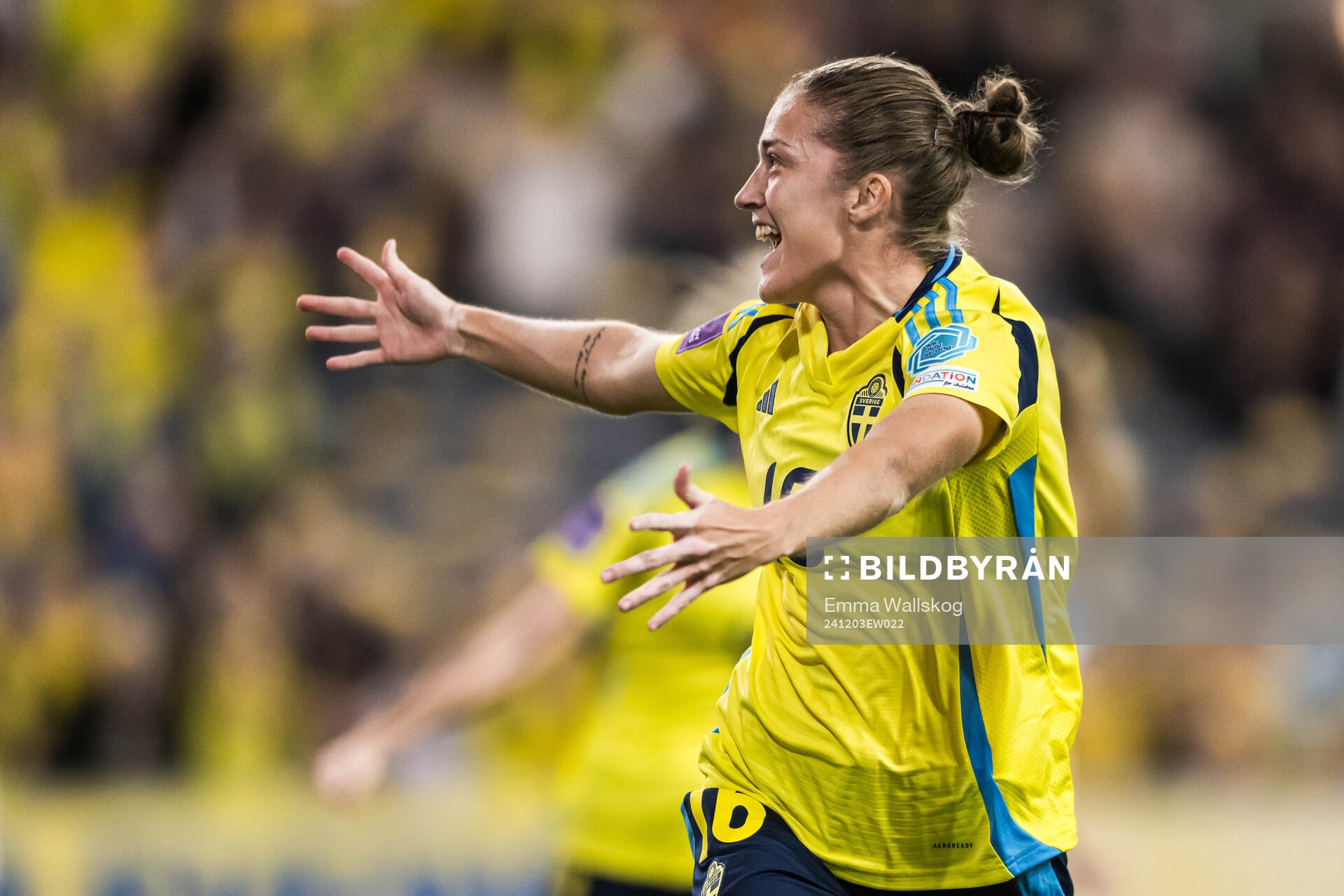 Filippa Angeldahl of Sweden celebrates scoring the 1-0 goal