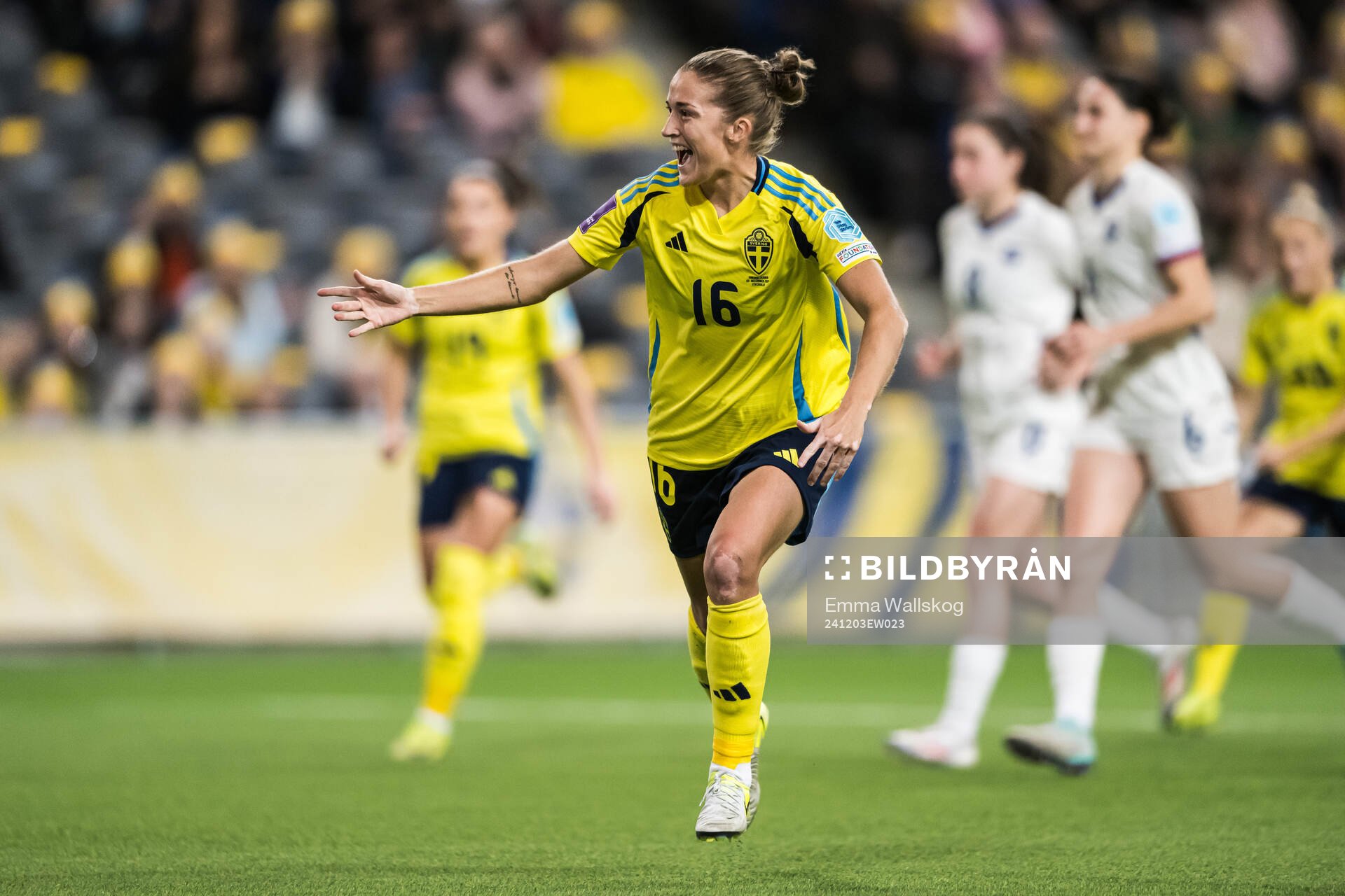 Filippa Angeldahl of Sweden celebrates scoring the 1-0 goal