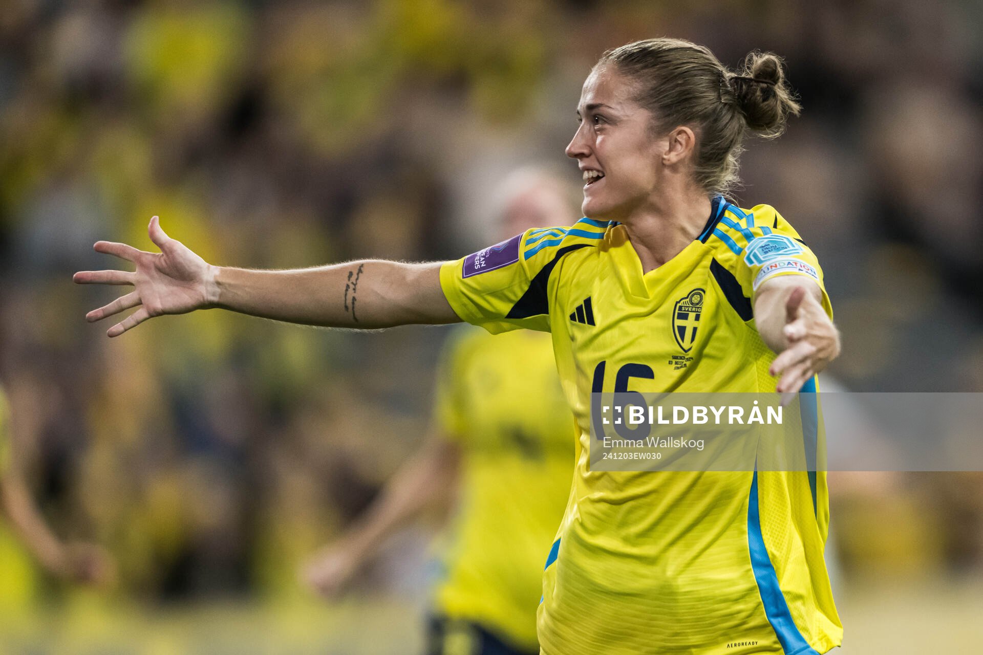 Filippa Angeldahl of Sweden celebrates scoring the 1-0 goal