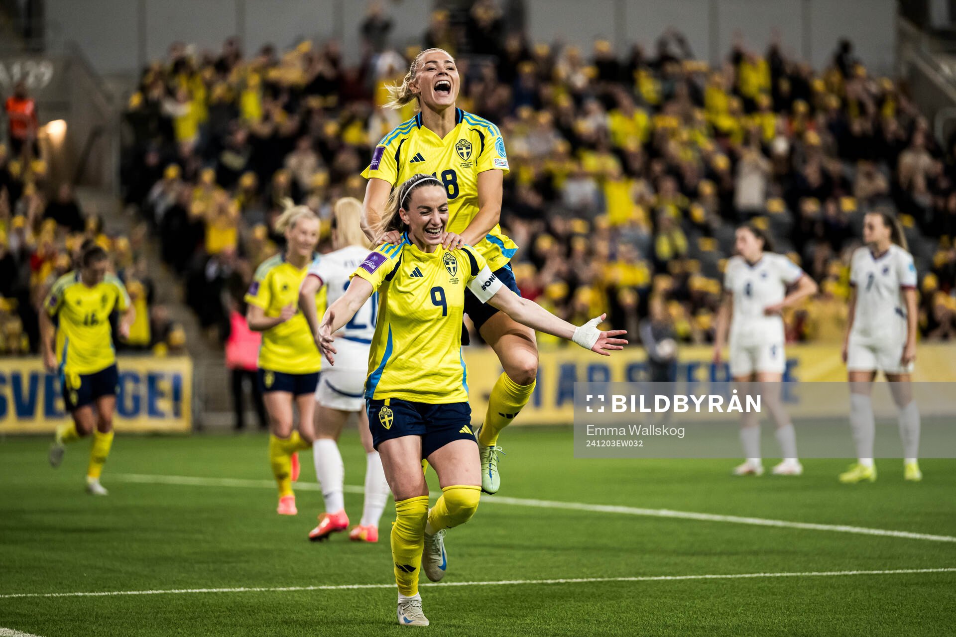 Kosovare Asllani and Fridolina Rolfö of Sweden celebrating