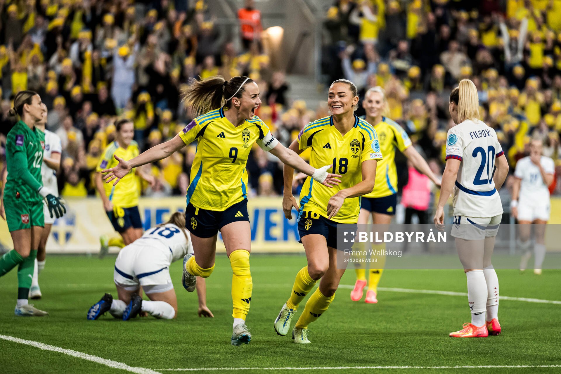 Kosovare Asllani and Fridolina Rolfö of Sweden celebrating