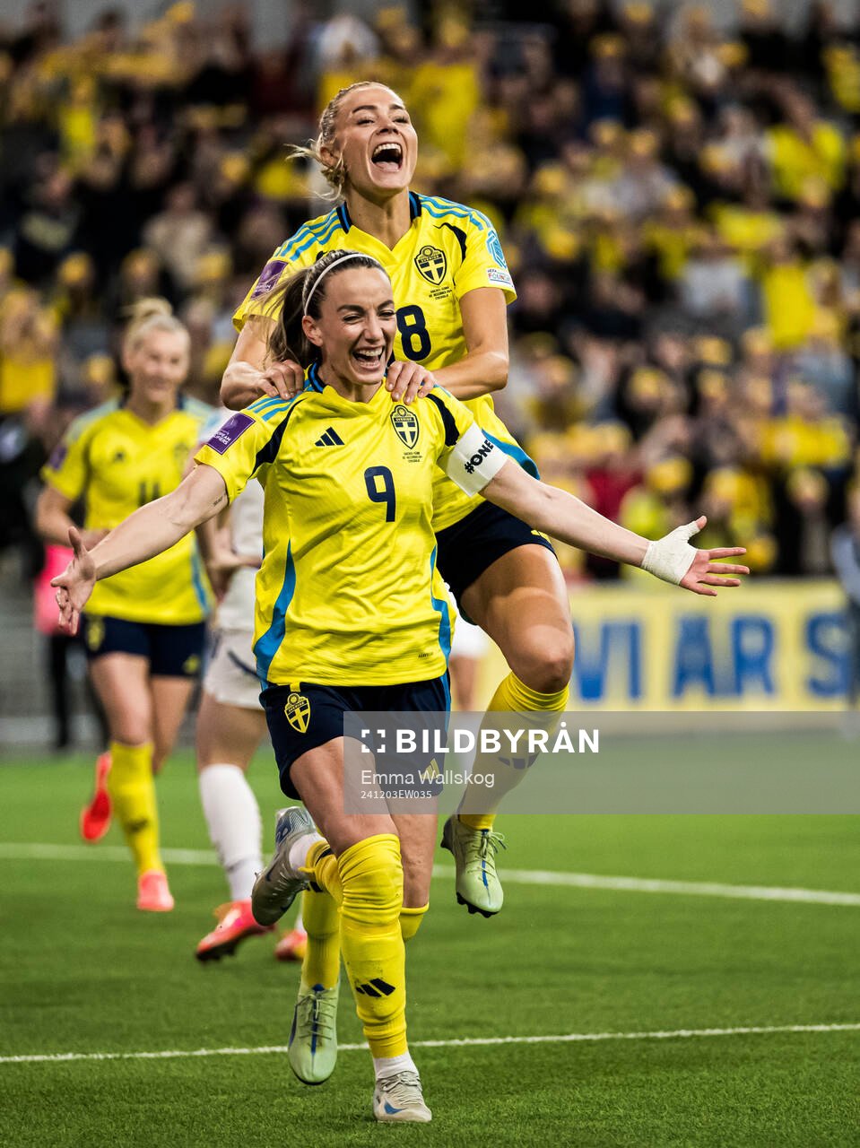 Kosovare Asllani and Fridolina Rolfö of Sweden celebrating