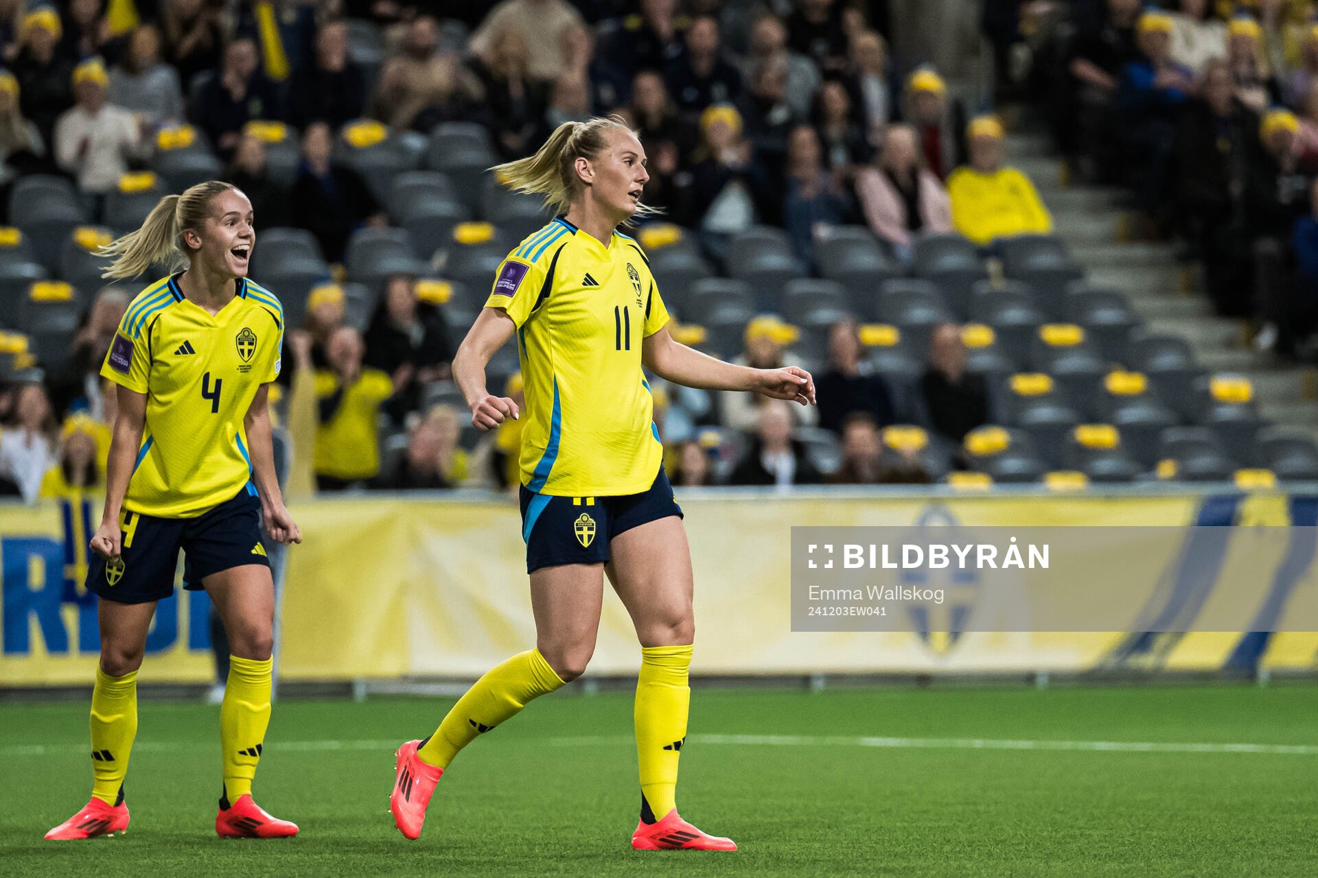 Stina Blackstenius and Hanna Lundkvist of Sweden