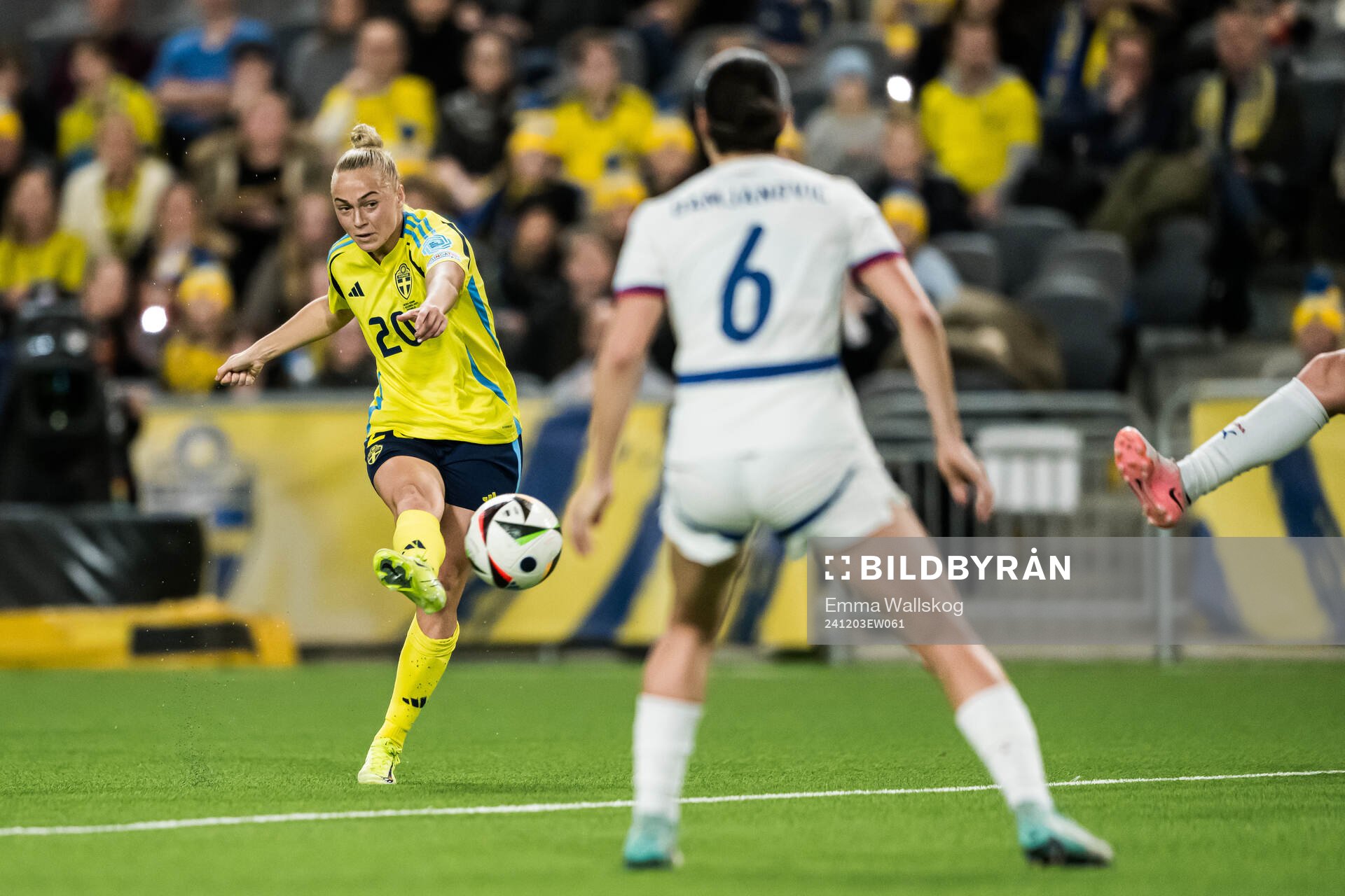 Hanna Bennison of Sweden scores the 5-0 goal
