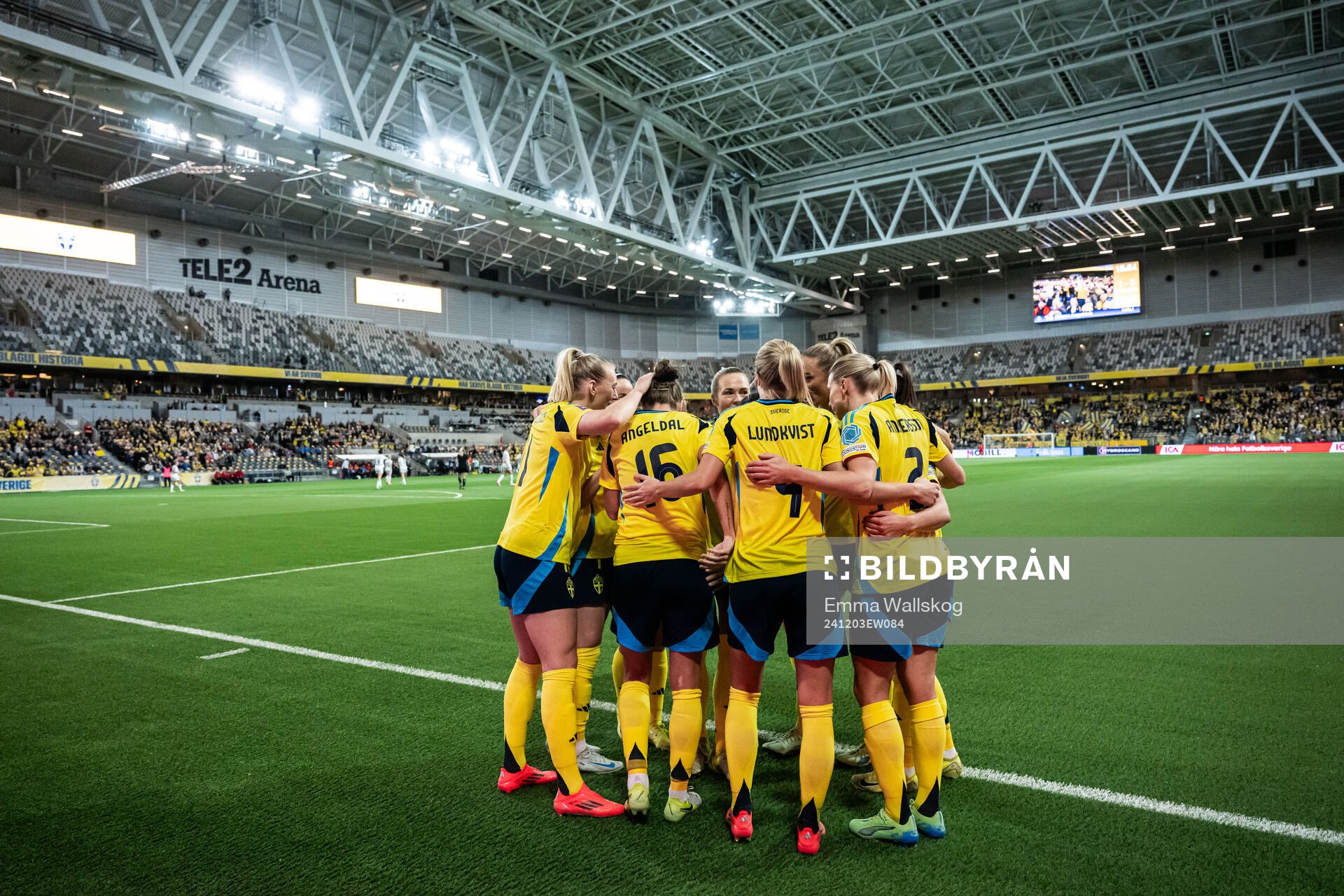 Filippa Angeldahl of Sweden celebrates with team mates