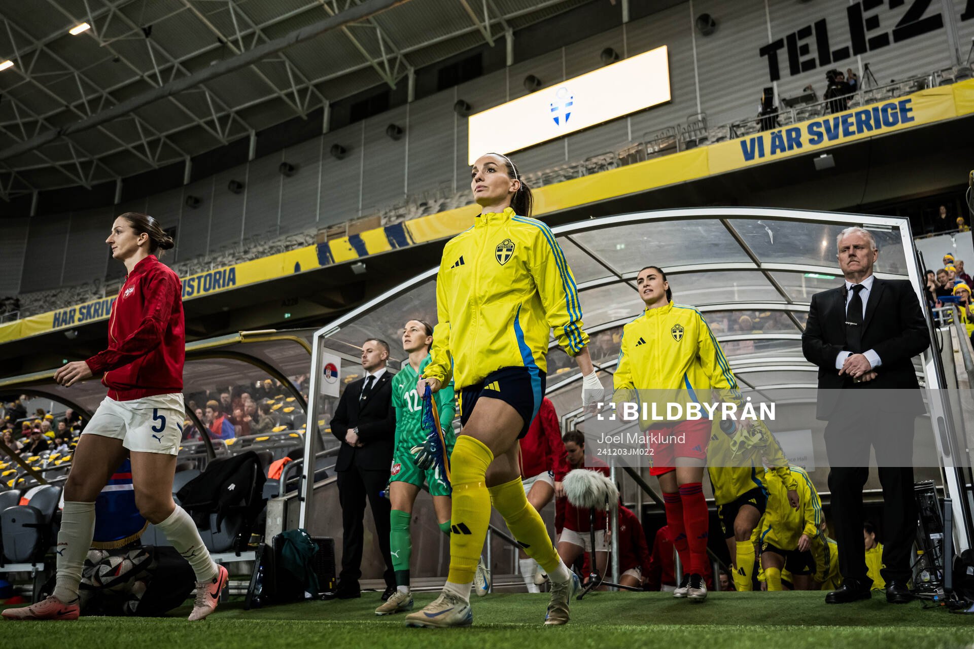 Kosovare Asllani and Zecira Musovic of Sweden