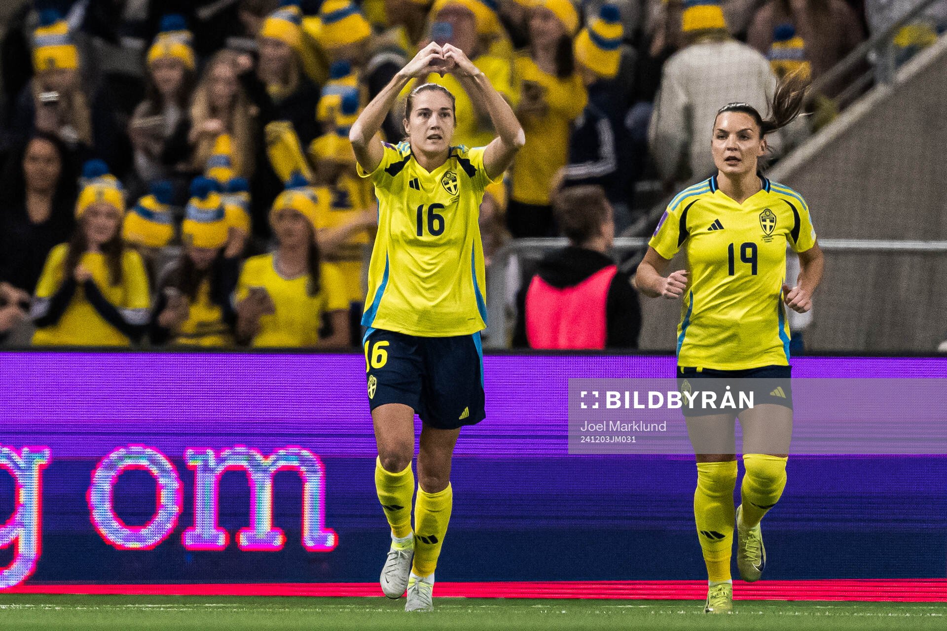 Filippa Angeldahl of Sweden celebrates scoring the 1-0 goal