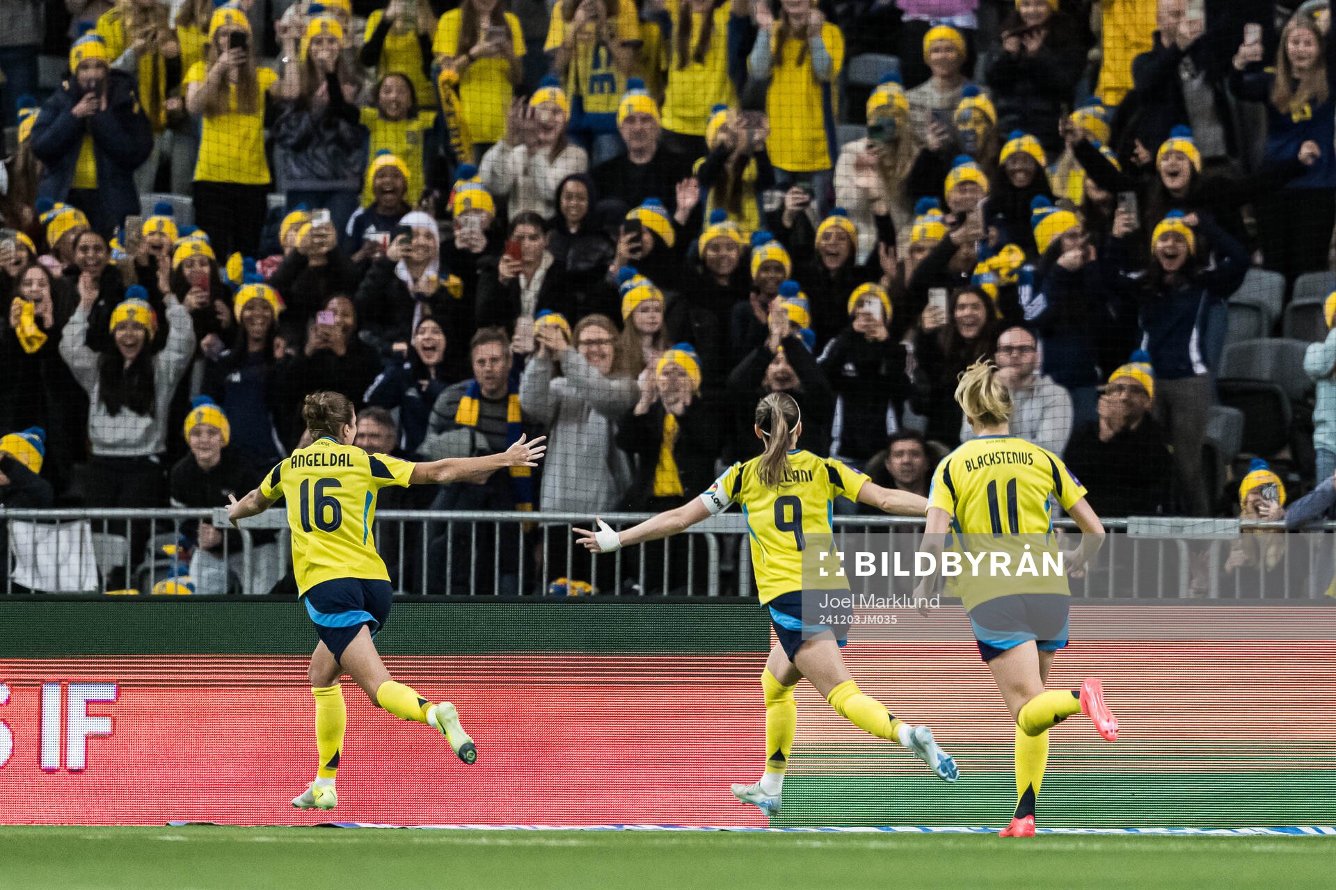 Filippa Angeldahl of Sweden celebrating the 1-0 goal