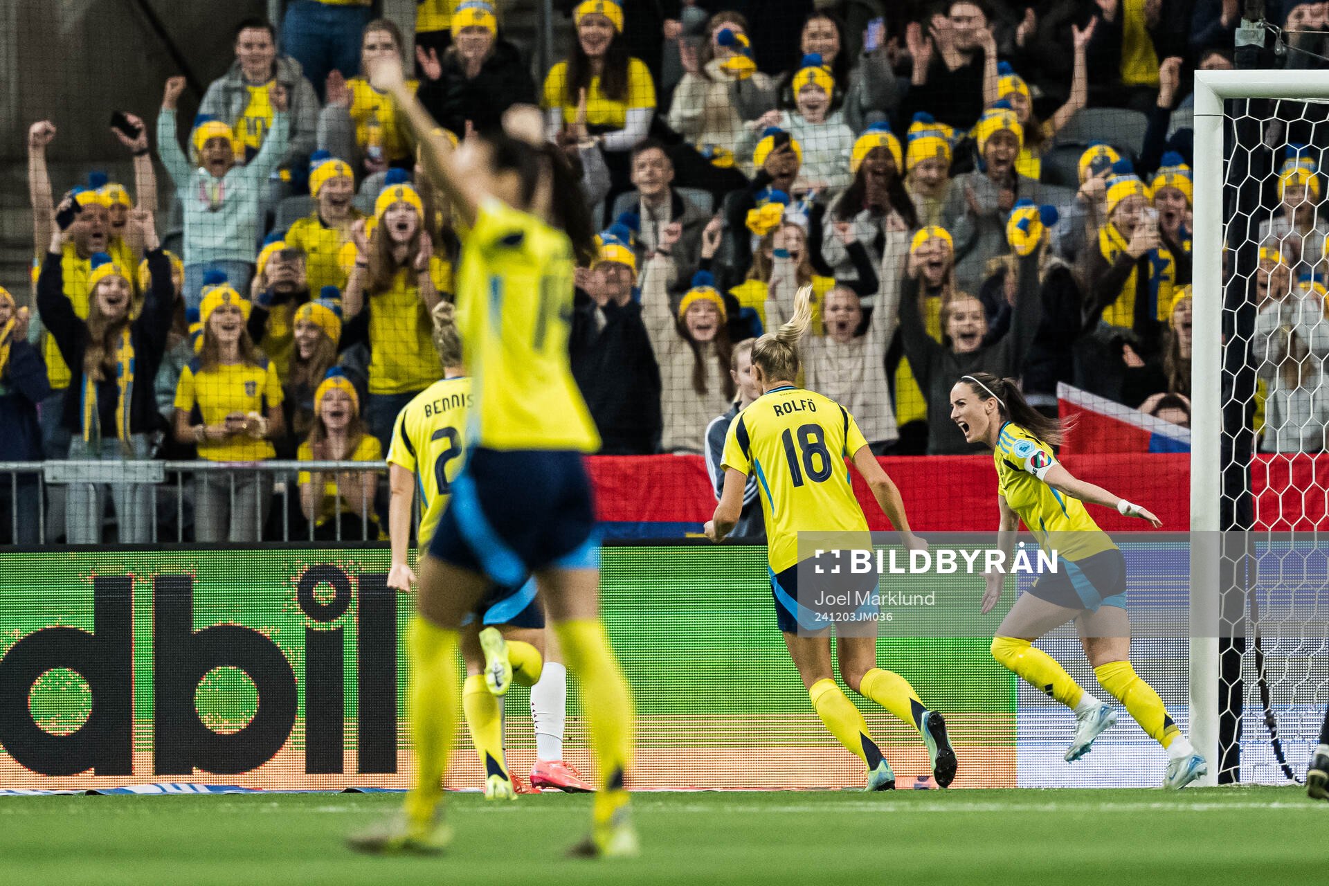 Kosovare Asllani of Sweden celebrates scoring the 2-0 goal