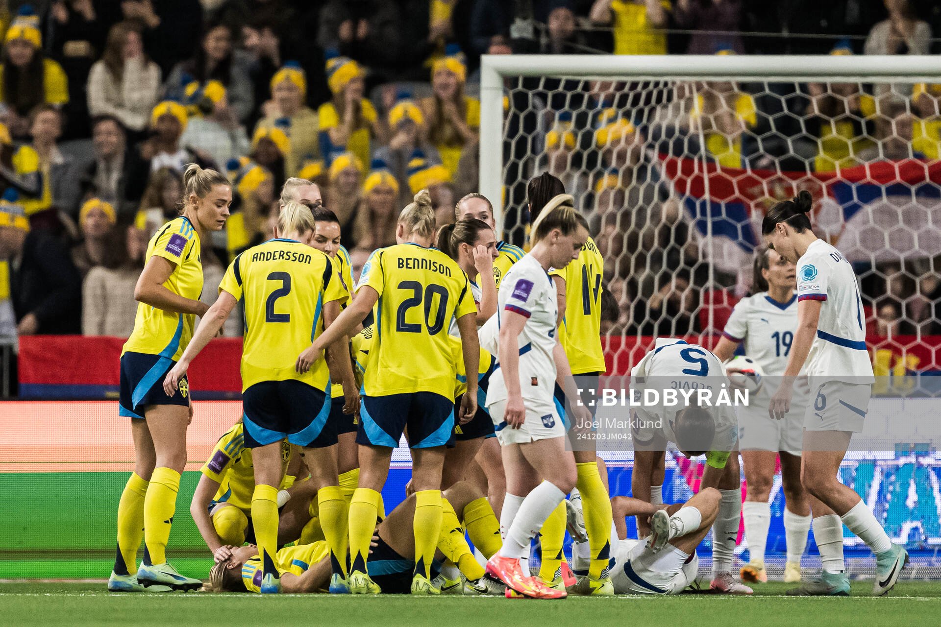 Magdalena Eriksson of Sweden in pain