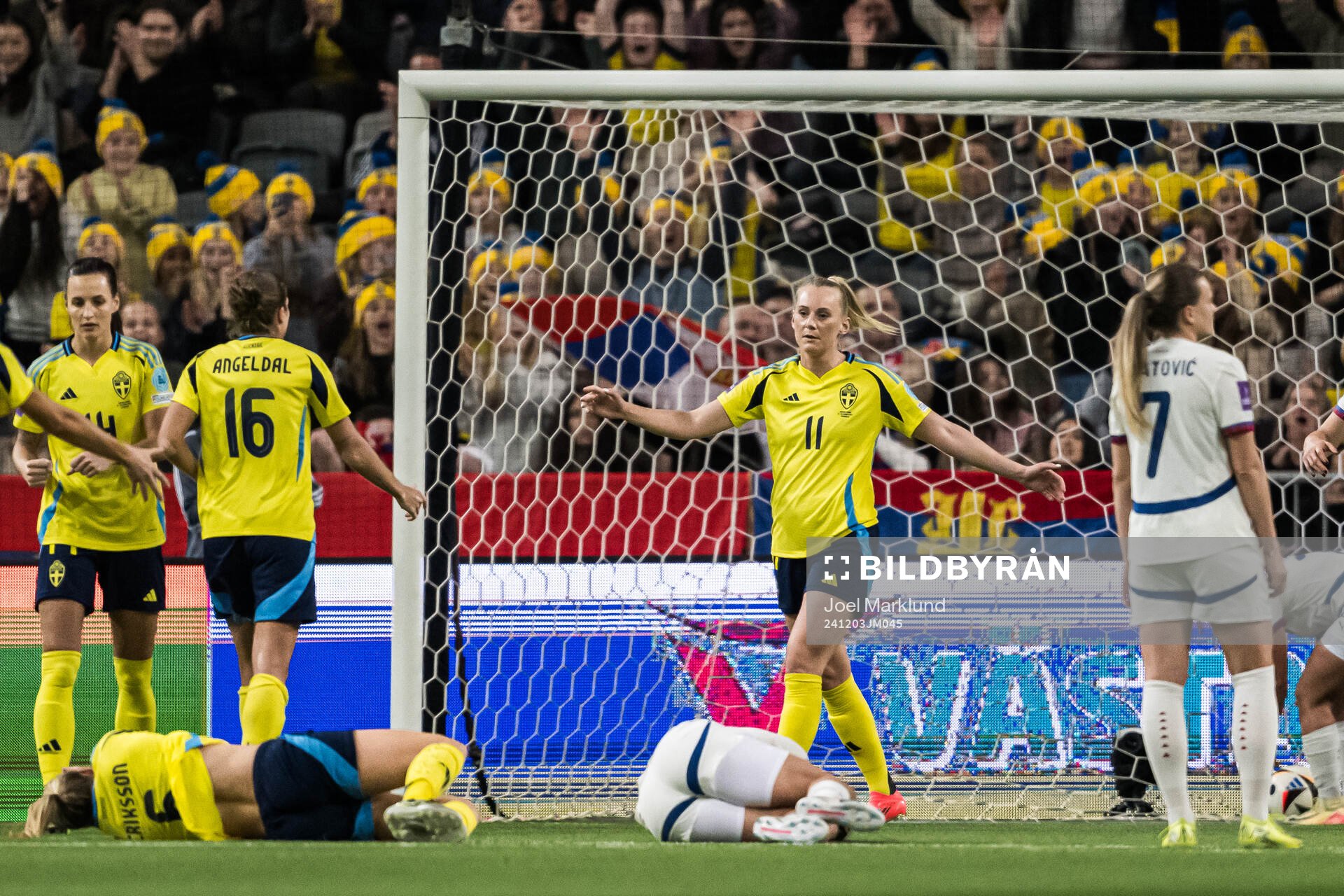 Stina Blackstenius of Sweden celebrating the 3-0 goal