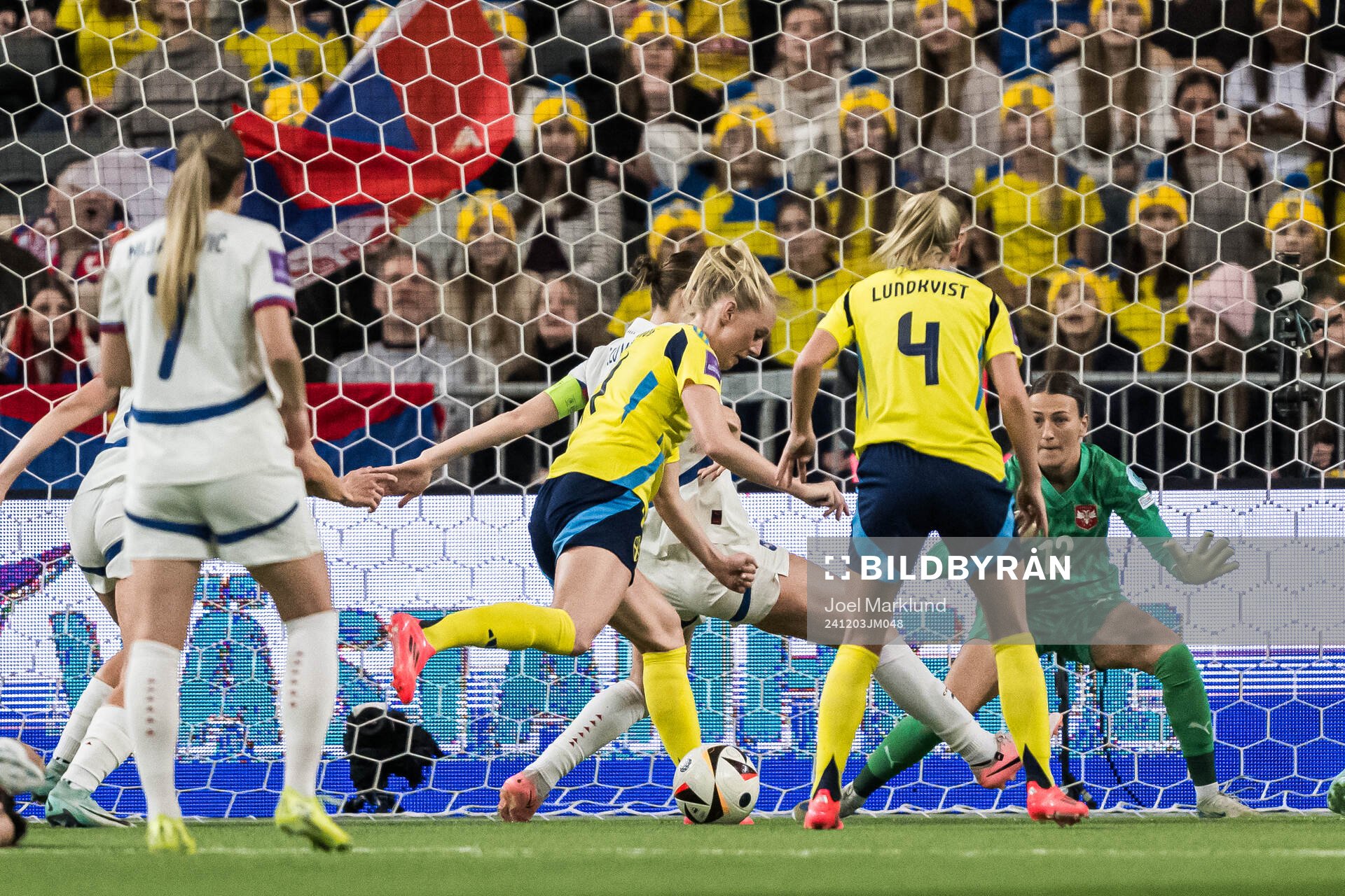 Stina Blackstenius of Sweden scores the 3-0 goal against