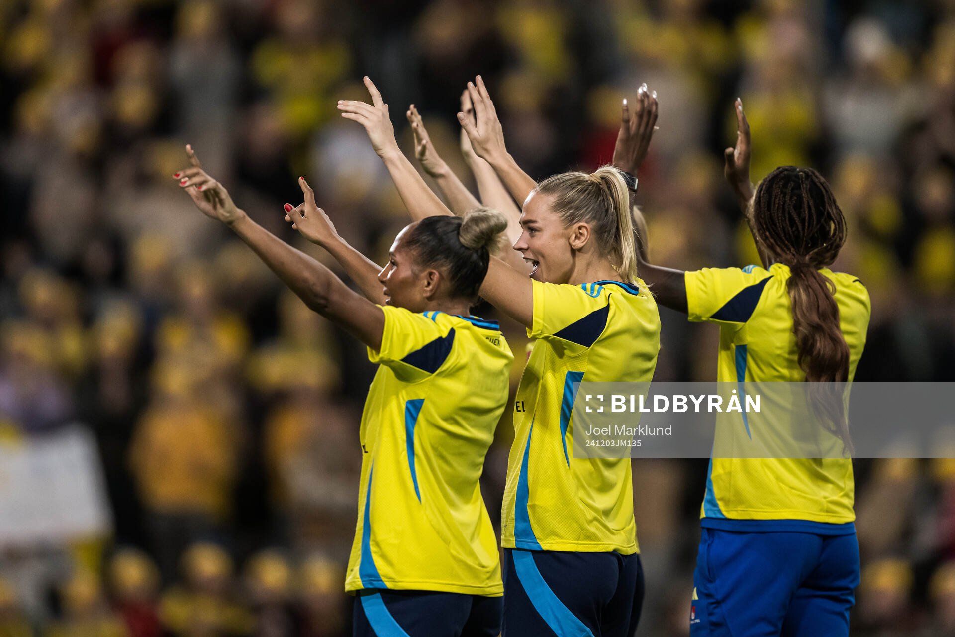 Madelen Janogy and Fridolina Rolfö of Sweden celebrate