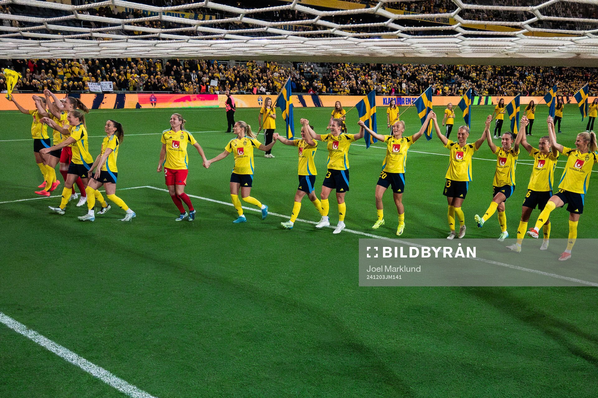 Players of Sweden celebrate