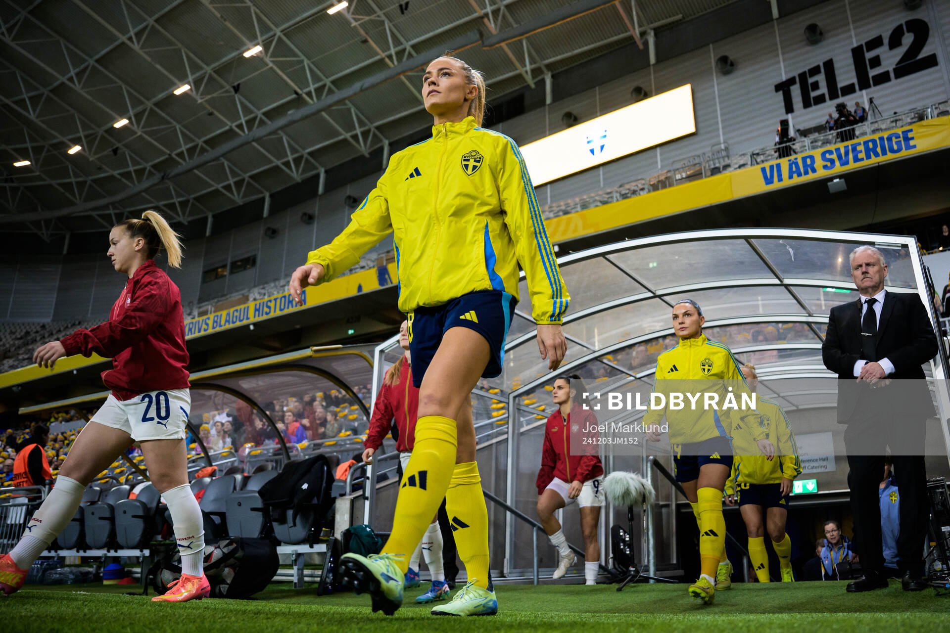 Fridolina Rolfö of Sweden enters the pitch for the UEFA