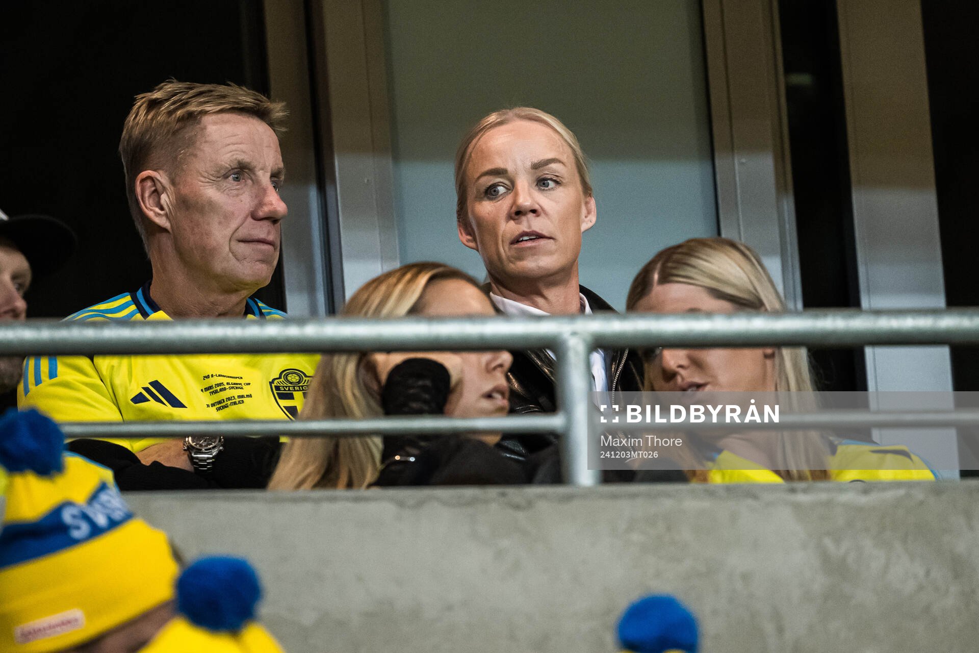 Caroline Seger with her father Mikael in the stads