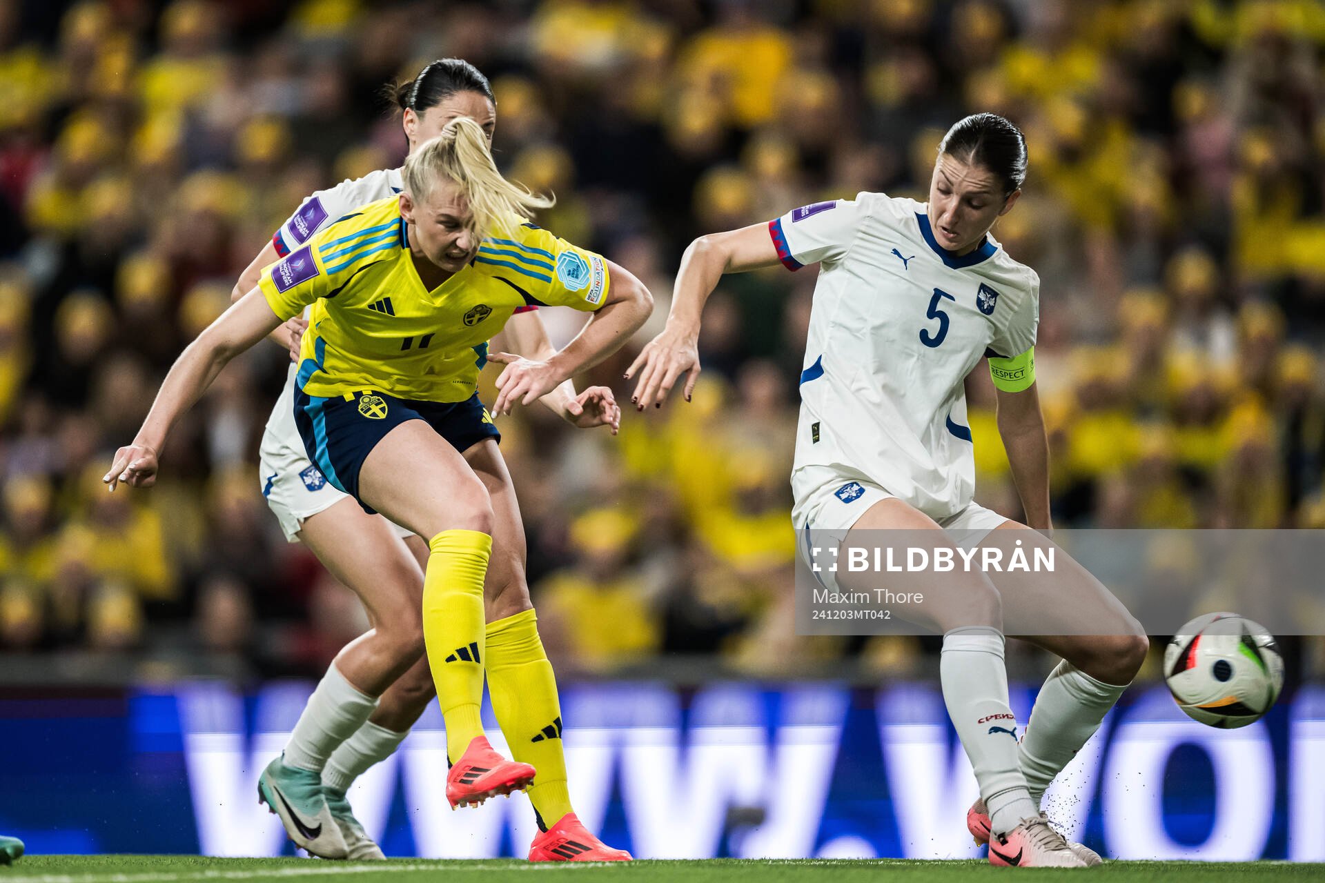 Stina Blackstenius of Sweden scores the 3-0 goal
