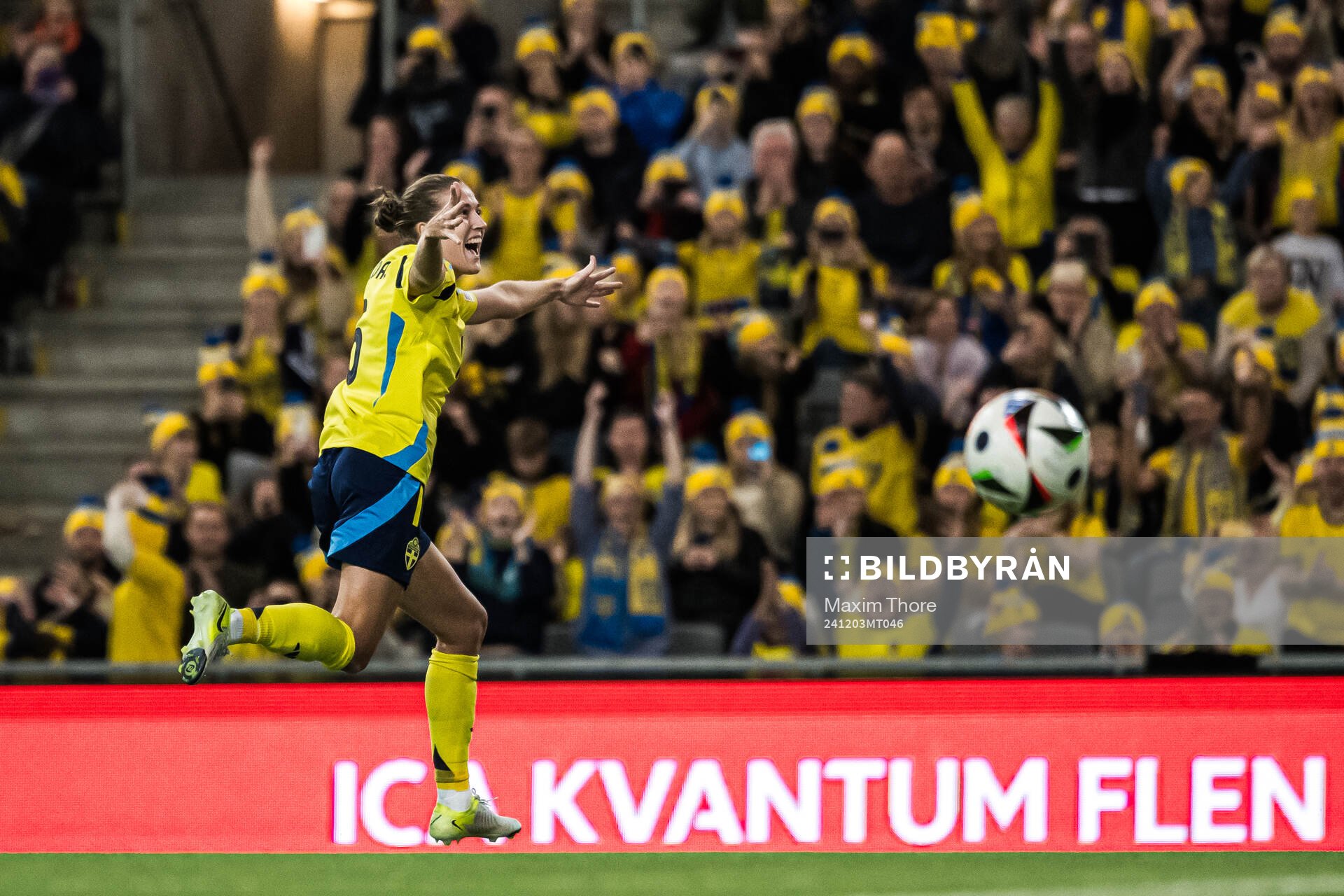 Filippa Angeldahl of Sweden celebrating the 1-0 goal