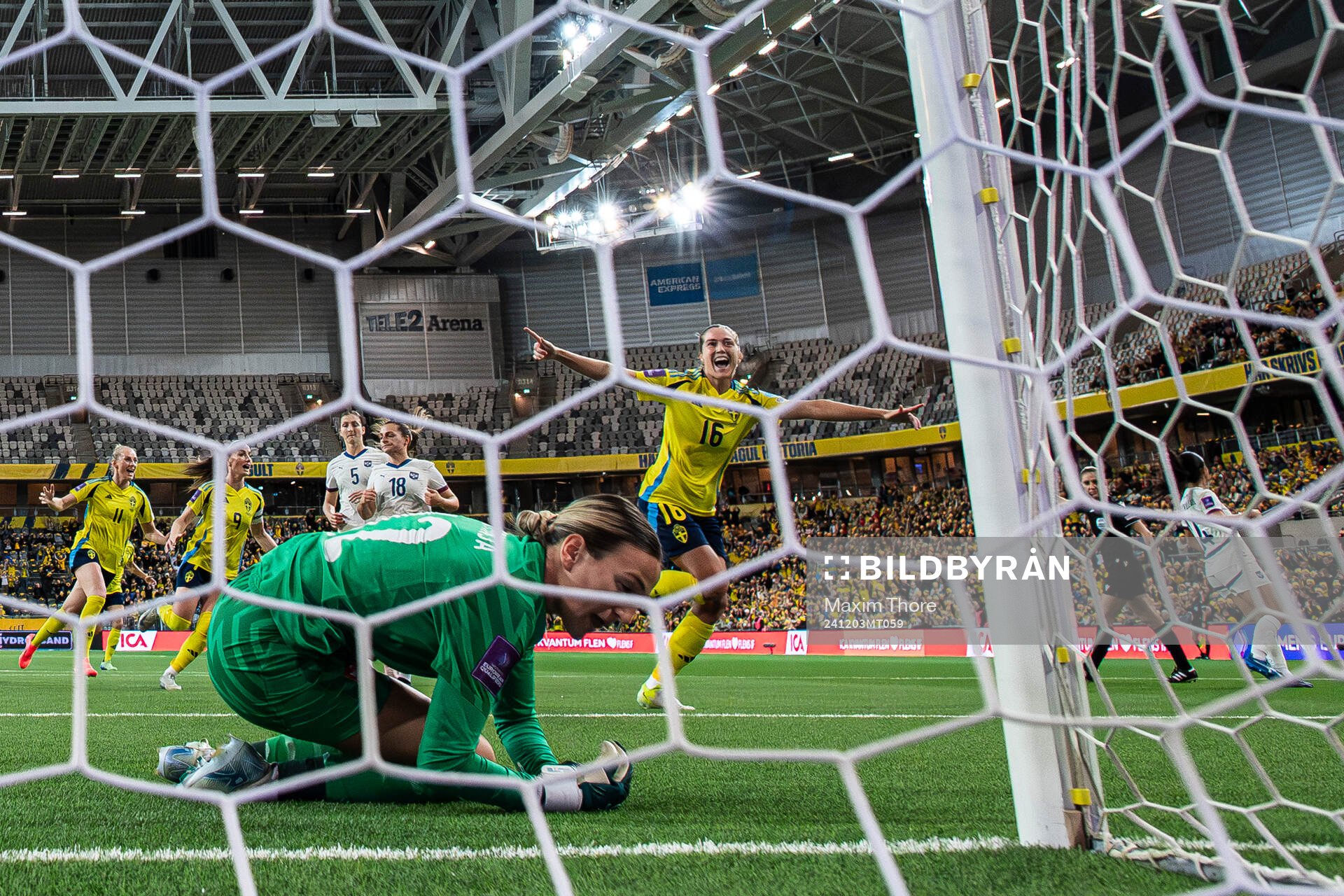 Filippa Angeldahl of Sweden celebrates the 1-0 goal