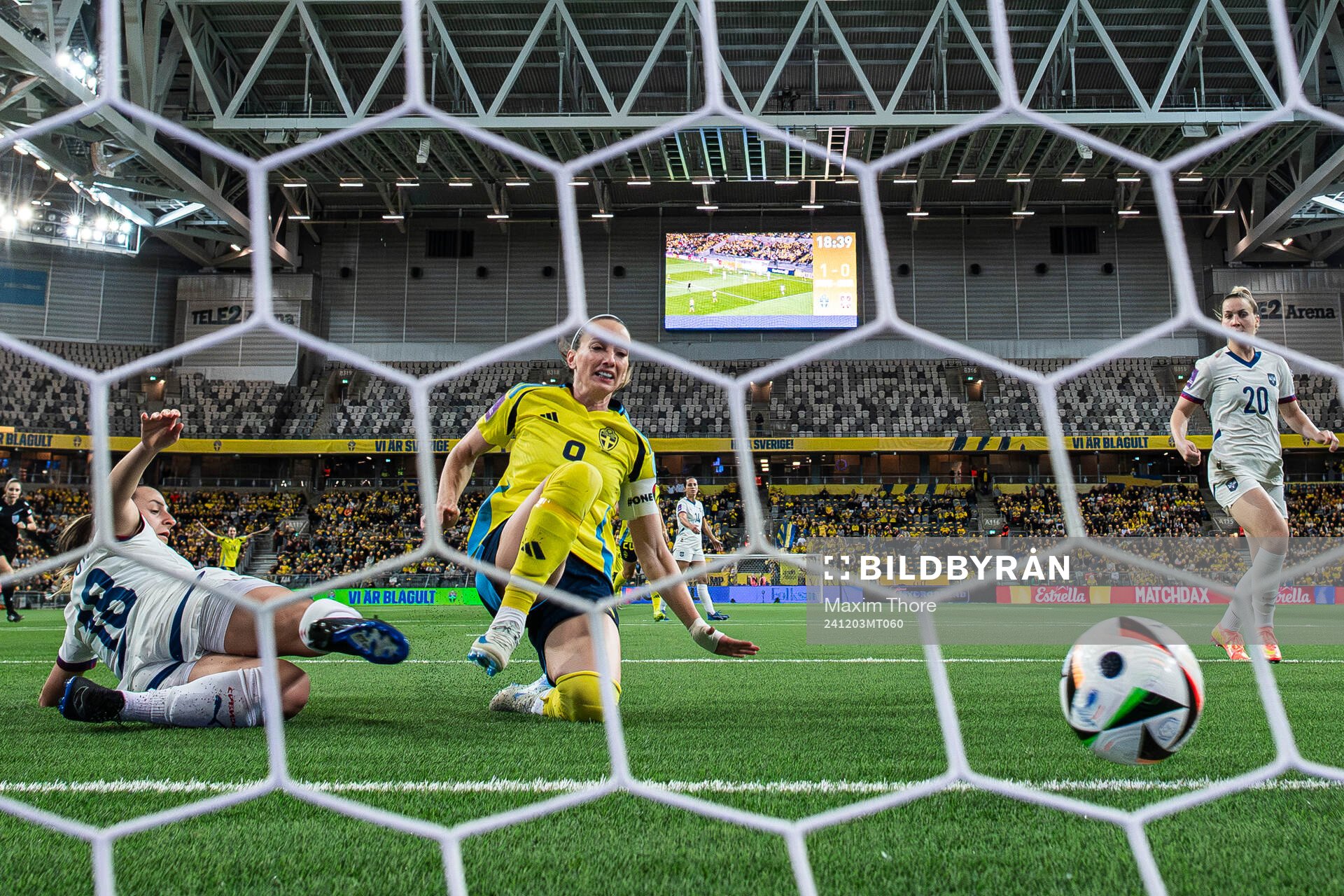 Kosovare Asllani of Sweden scores the 2-0 goal