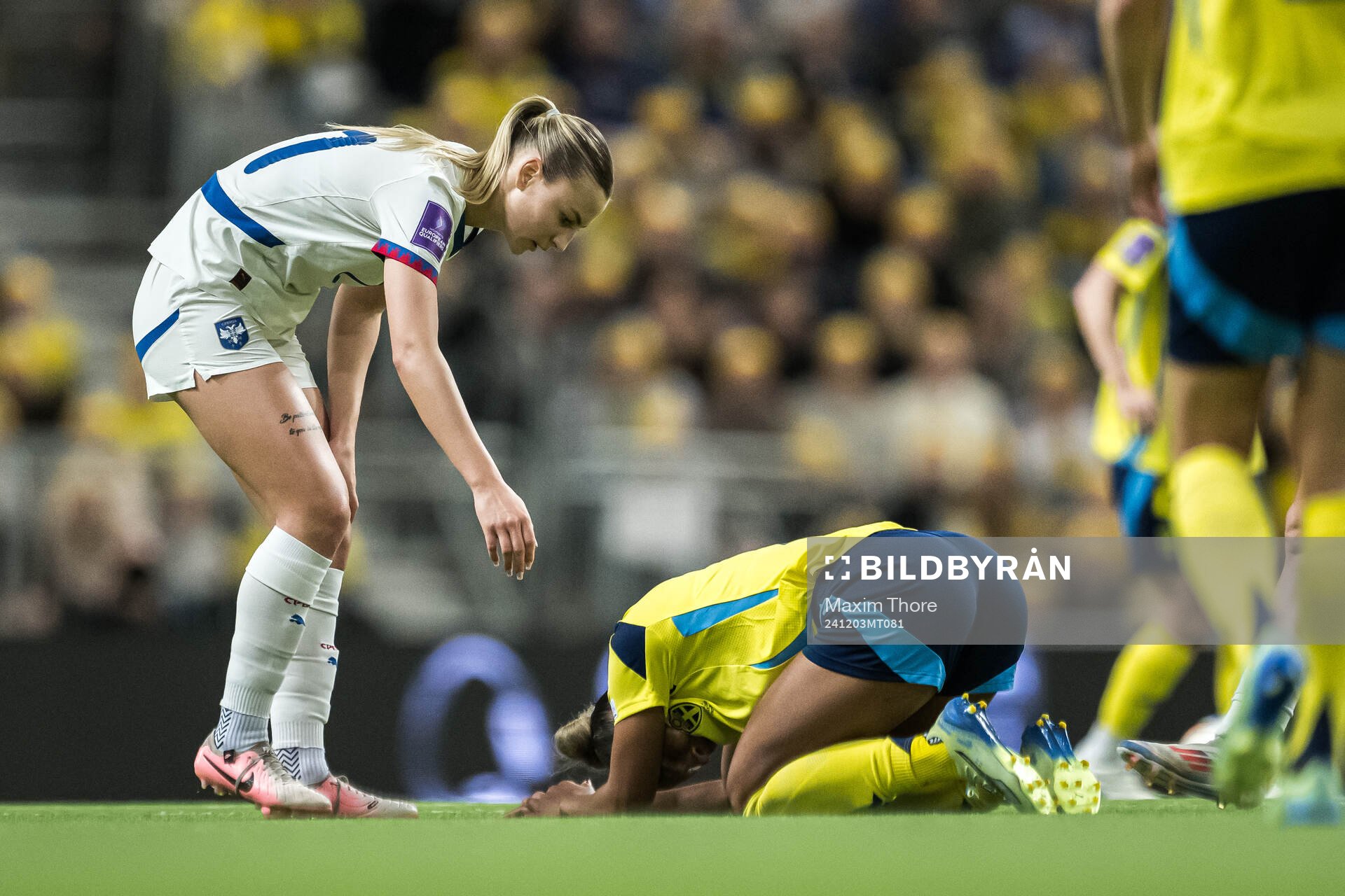Madelen Janogy of Sweden in pain