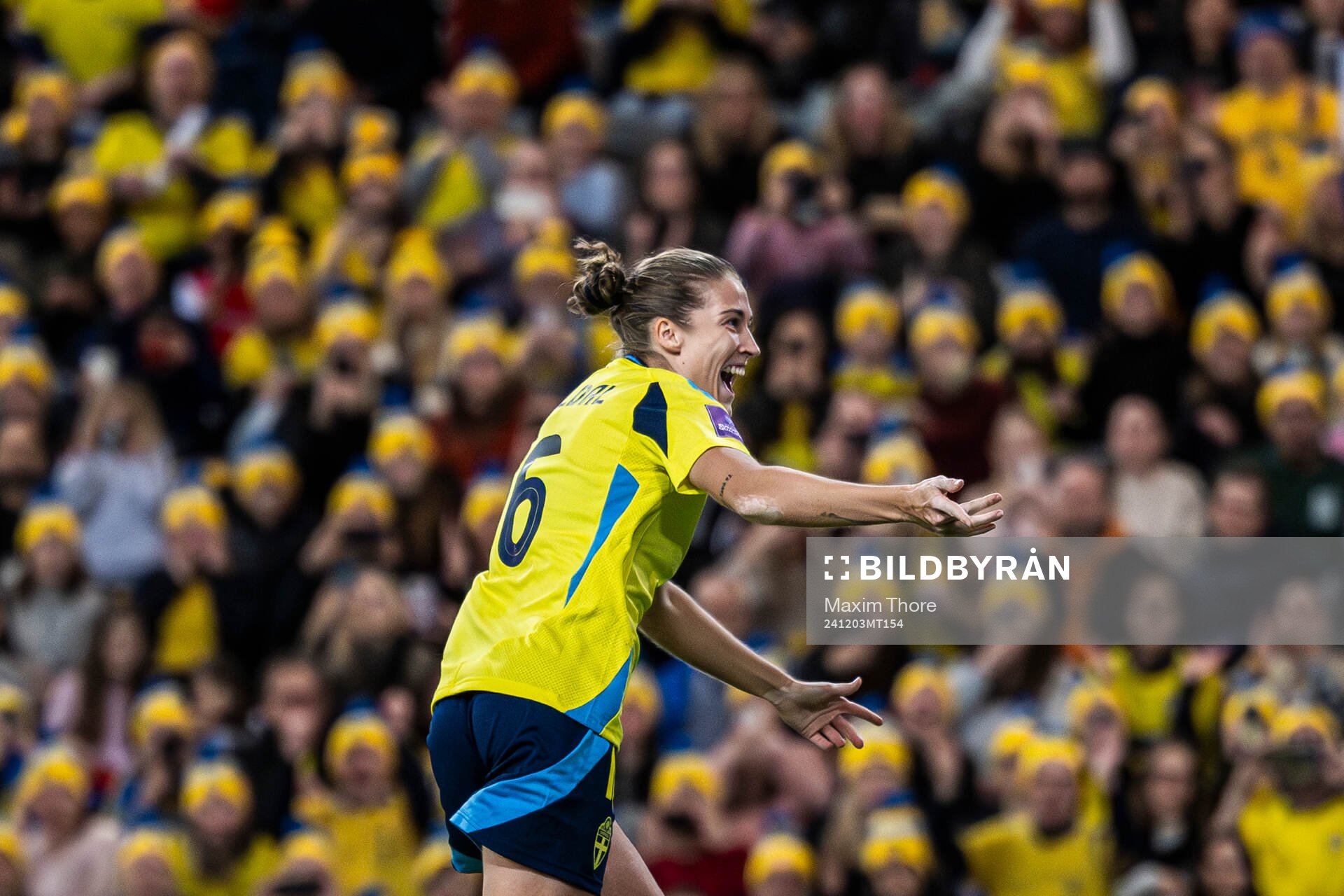Filippa Angeldahl of Sweden celebrates the 1-0 goal