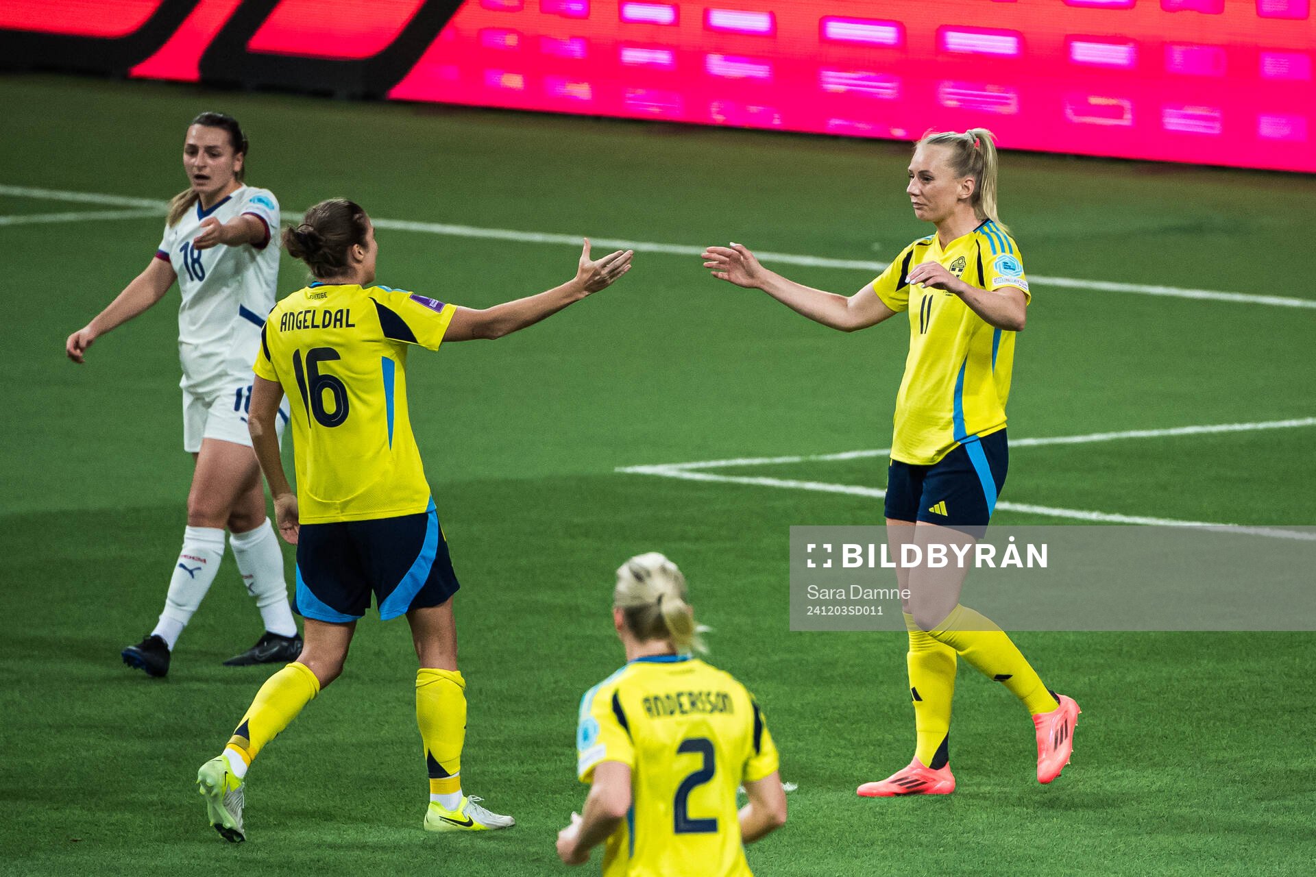 Stina Blackstenius of Sweden celebrating the 3-0 goal