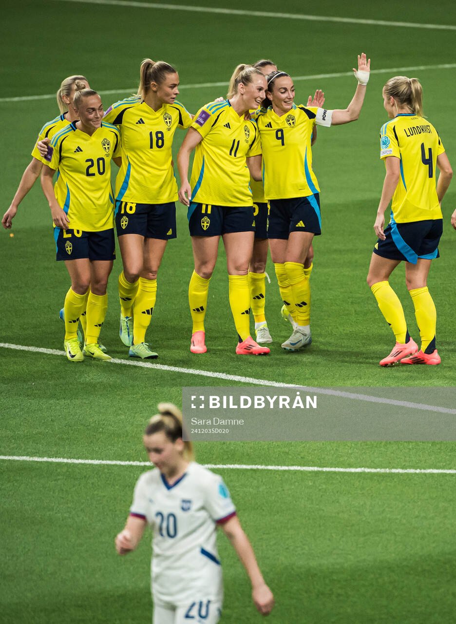 Stina Blackstenius and Kosovare Asllani of Sweden