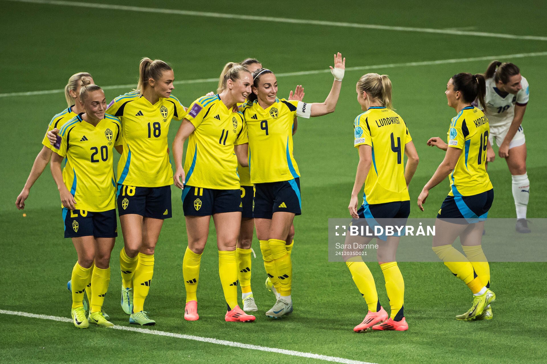 Stina Blackstenius and Kosovare Asllani of Sweden