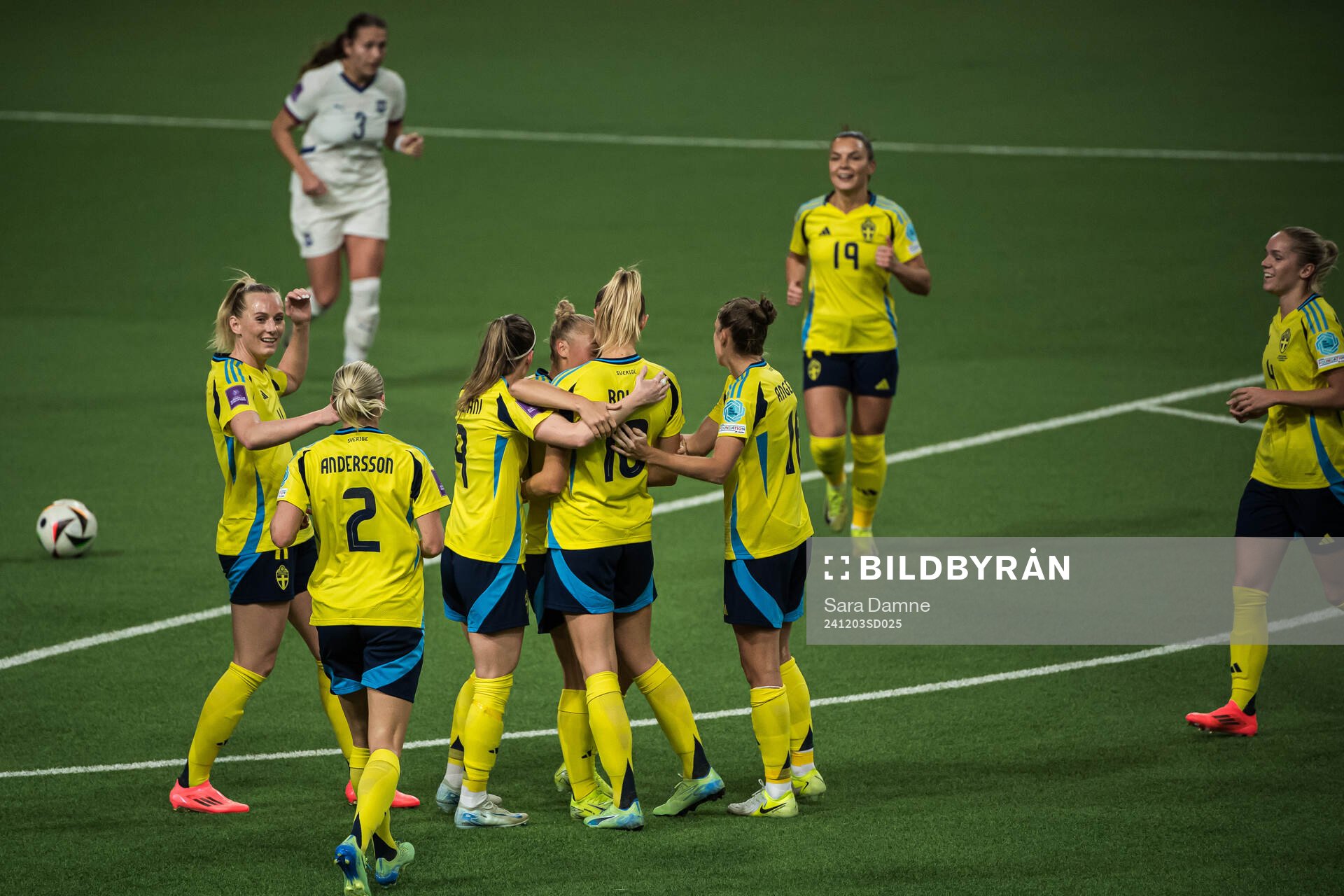 Hanna Bennison of Sweden celebrating the 5-0 goal