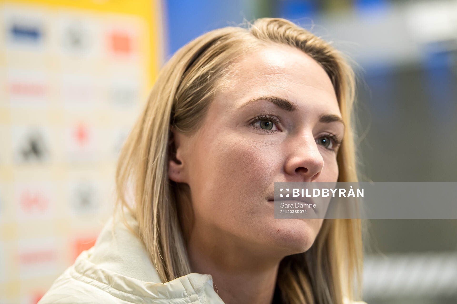 Magdalena Eriksson of Sweden in the mixed zone after the UEFA Women's Euro Qualifier play-off football match between Sweden and Serbia on December 3, 2024 in Stockholm.