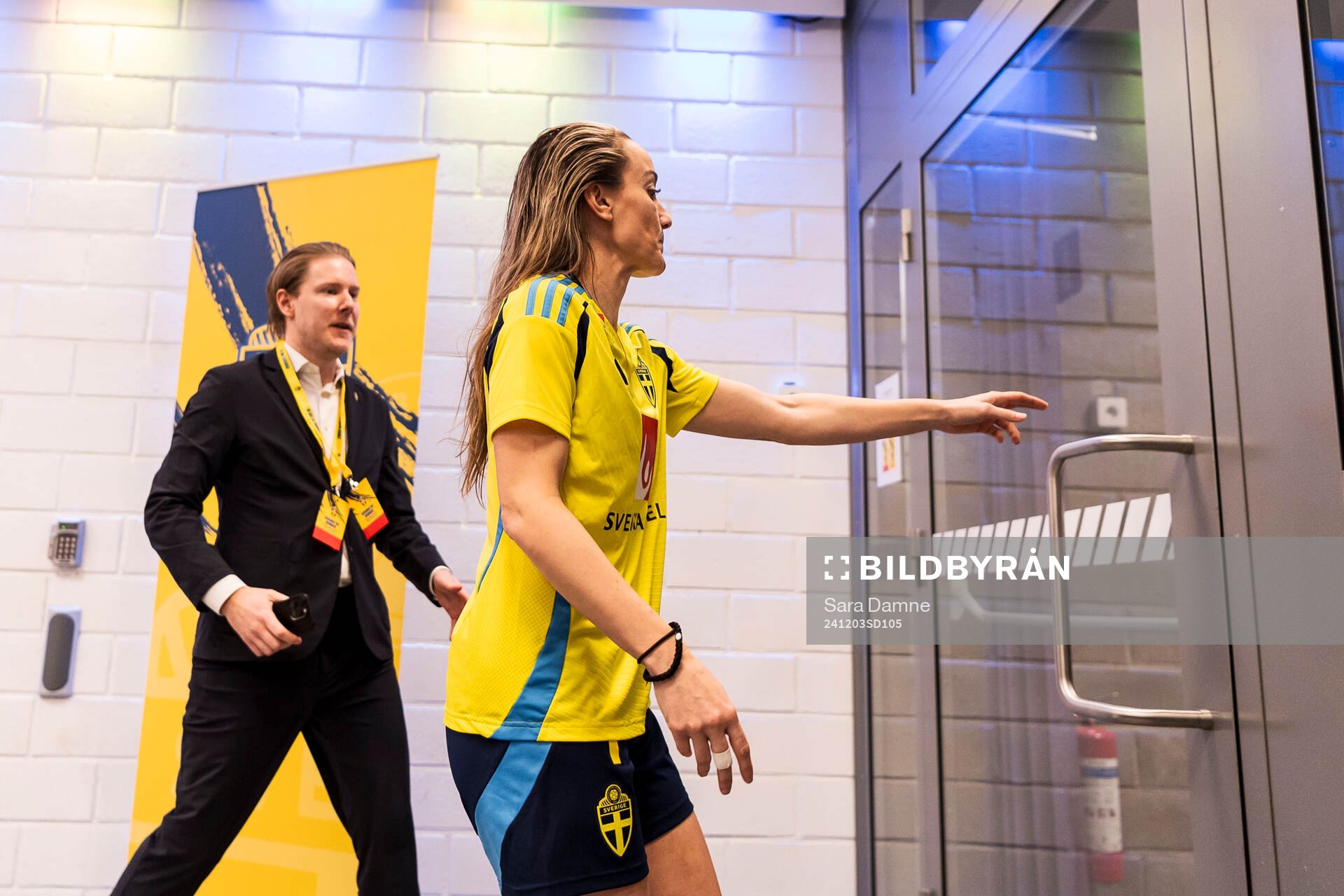 Kosovare Asllani of Sweden leaves the mixed zone