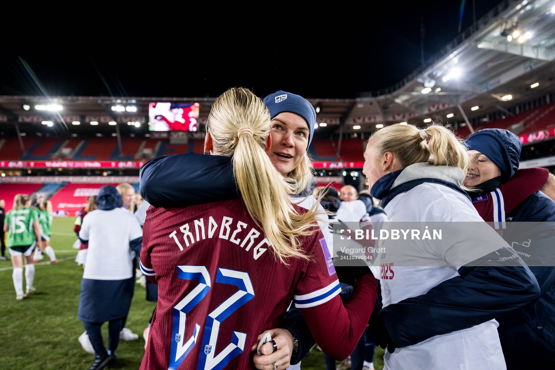 Ada Hegerberg and Cathinka Tandberg of Norway celebrate