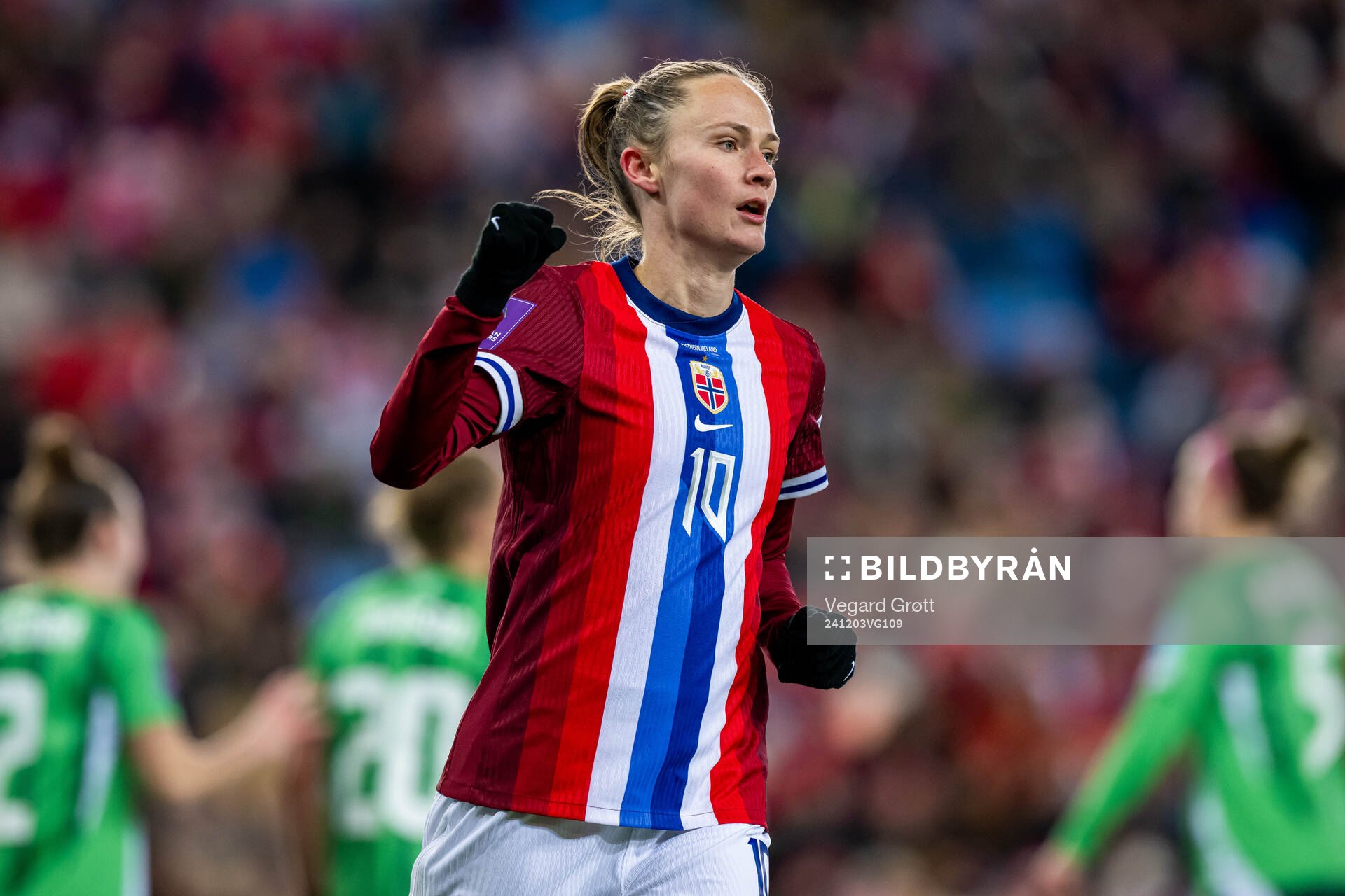 Caroline Graham Hansen of Norway celebrates