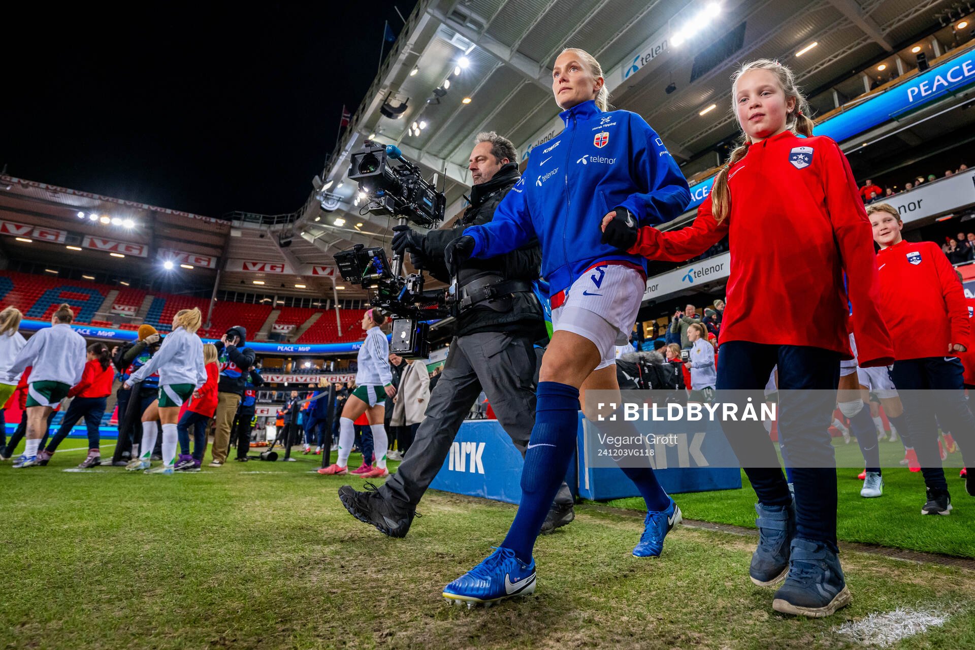 Guro Bergsvand of Norway enters the pitch