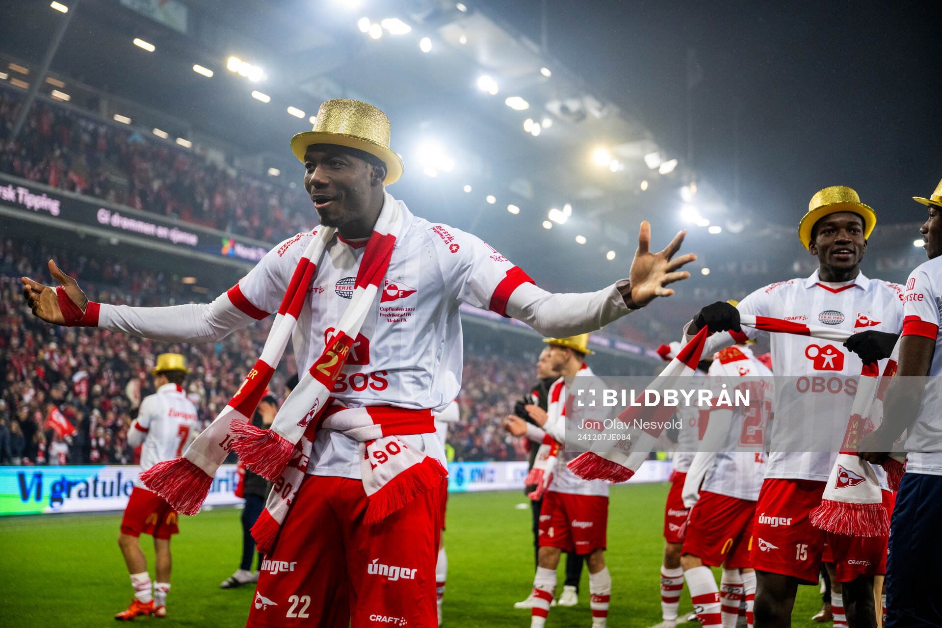 Maxwell Woledzi of Fredrikstad celebrates