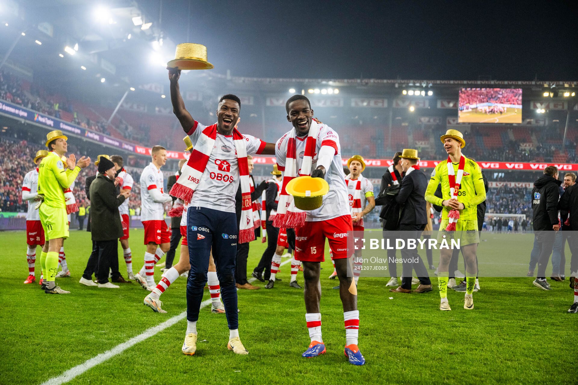 Fallou Fall of Fredrikstad celebrates after the cup final match between Fredrikstad and Molde on December 7, 2024 in Oslo. 