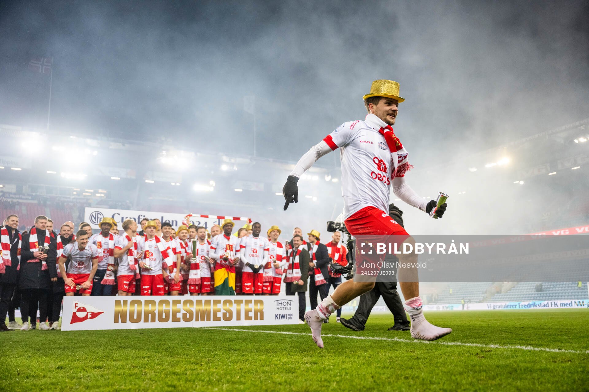 Brandur Hendriksson Olsen of Fredrikstad celebrates