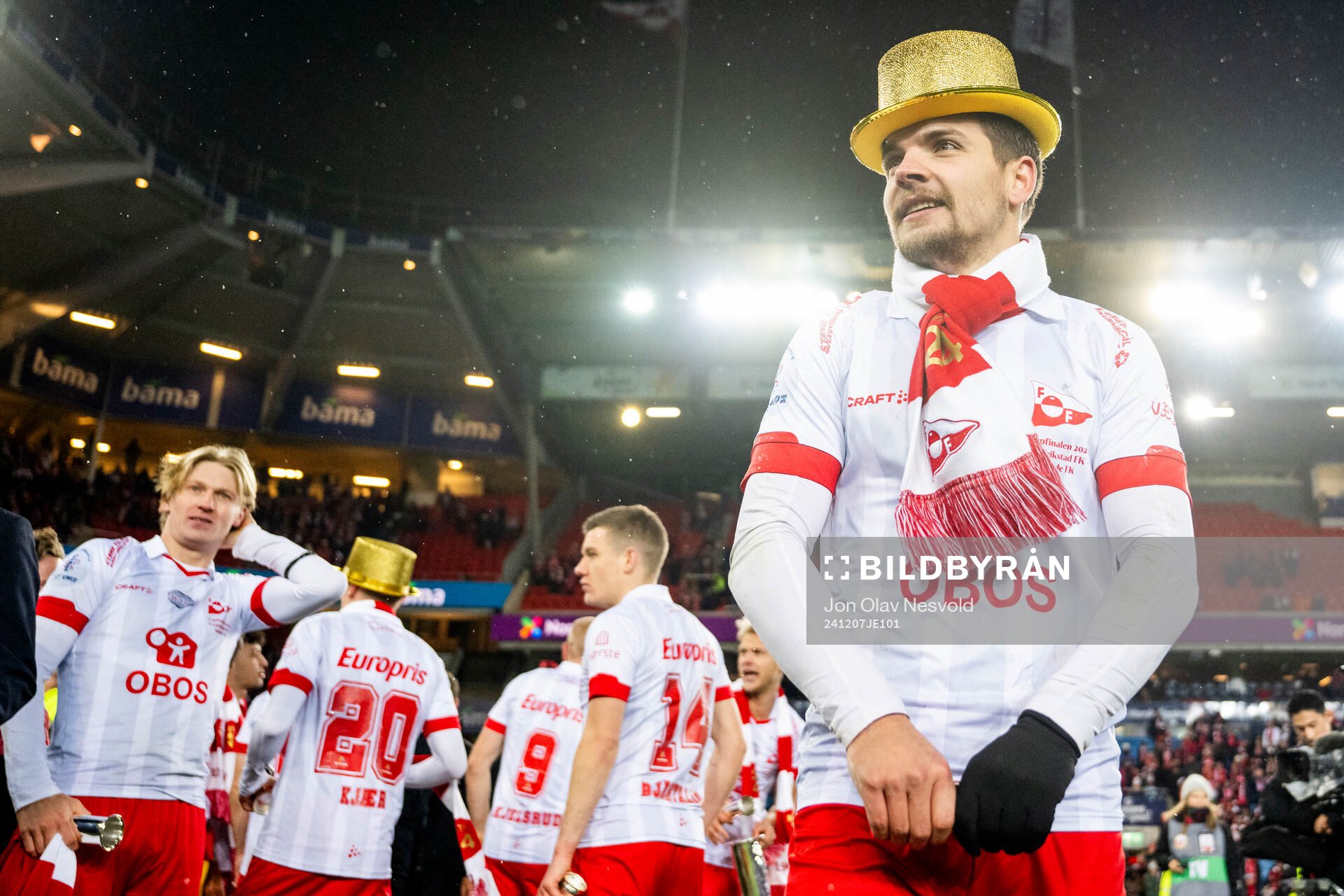 Brandur Hendriksson Olsen of Fredrikstad celebrates after the cup final match between Fredrikstad and Molde on December 7, 2024 in Oslo. 