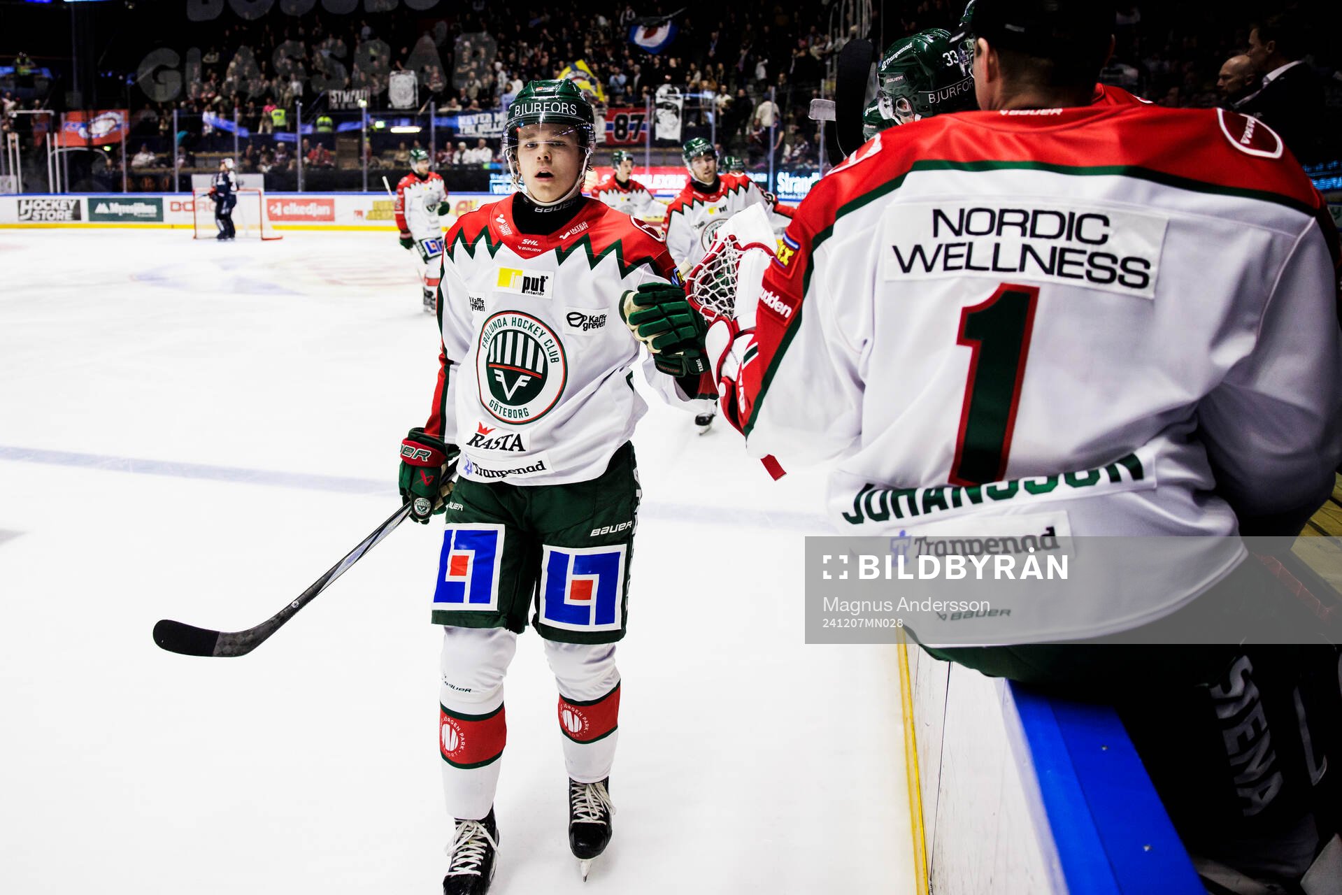 Frölundas Noah Dower Nilsson jublar