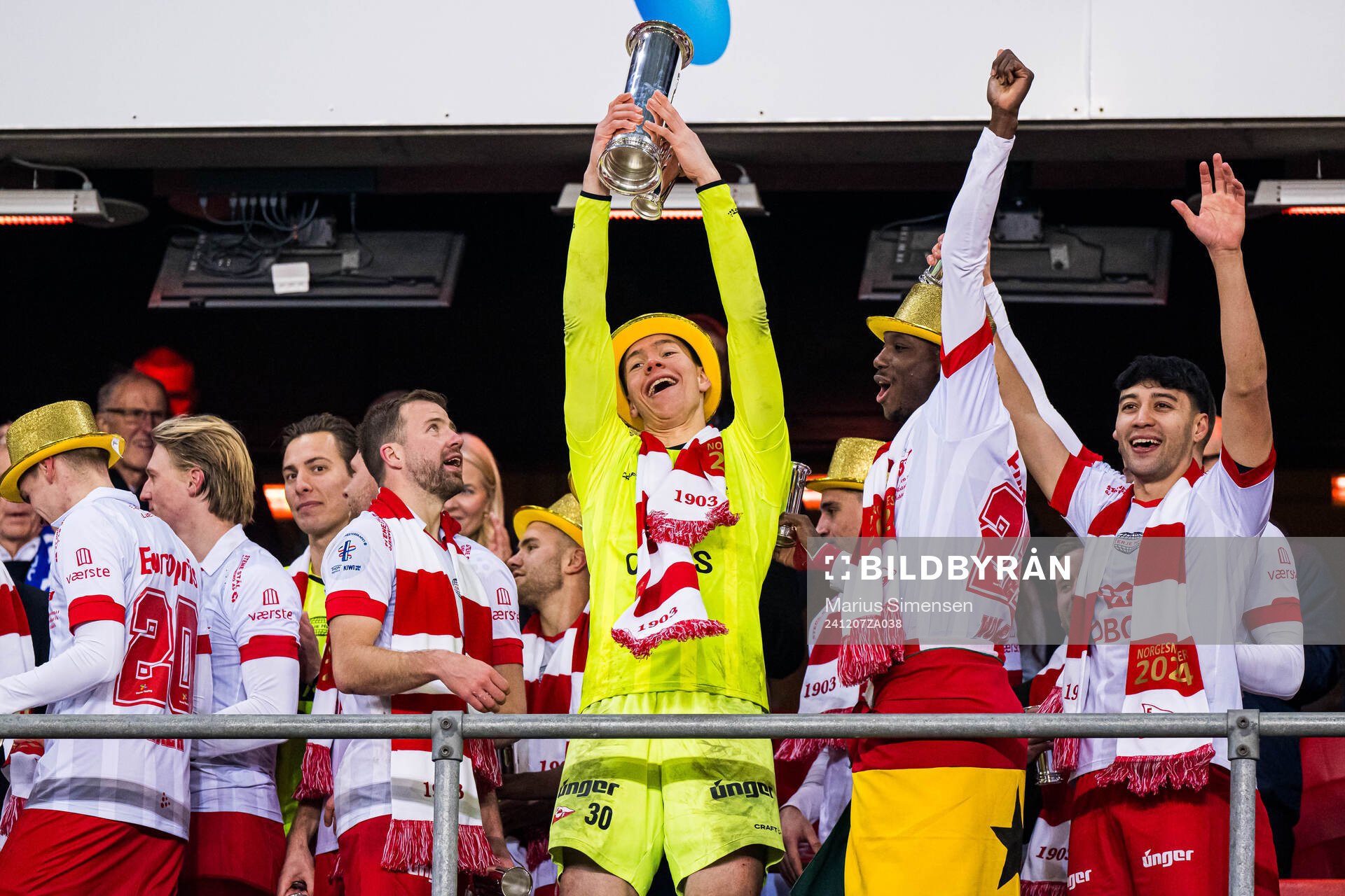 Jonathan Frost Fischer of Fredrikstad celebrates with the