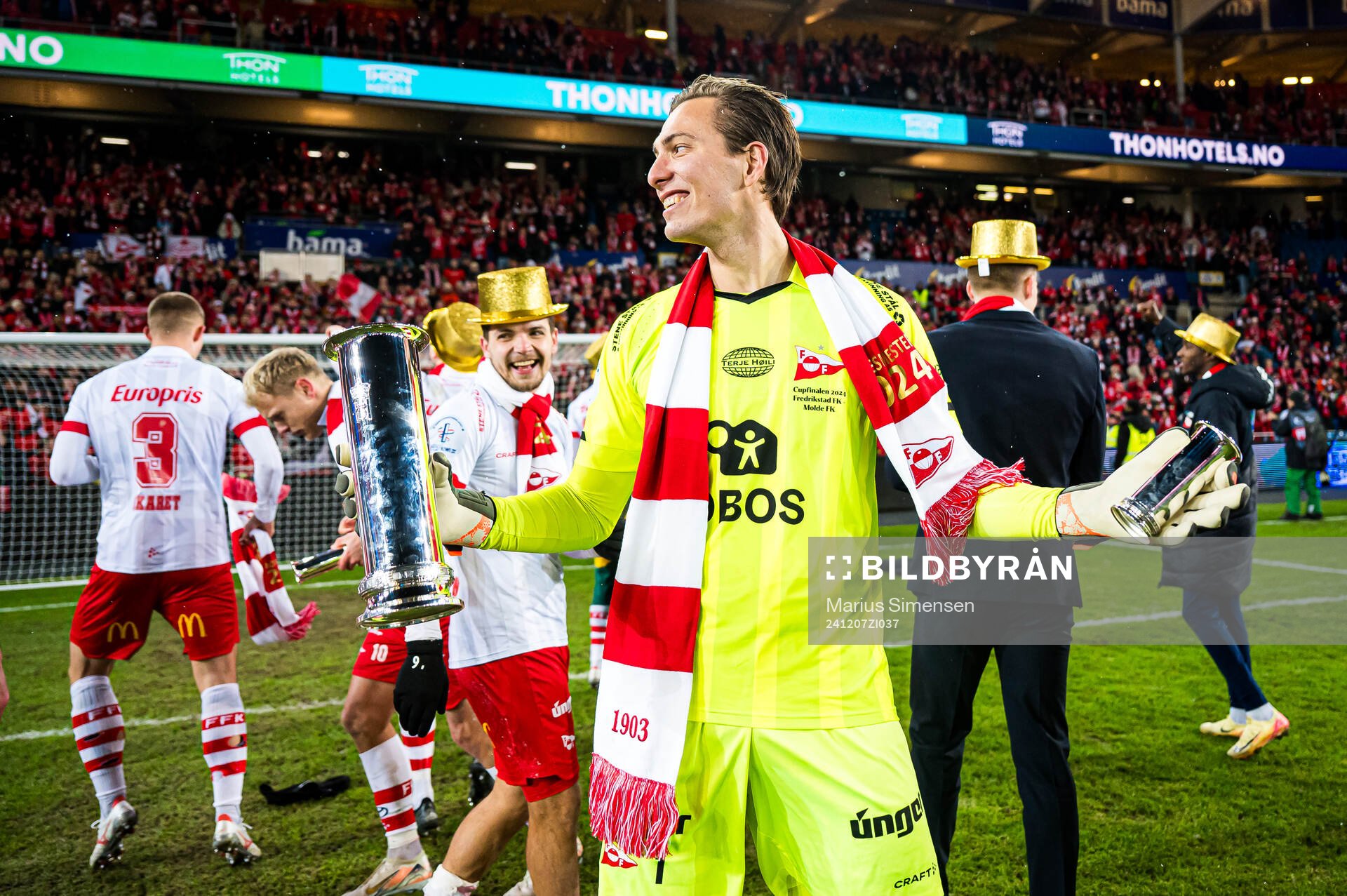 Håvar Grøntvedt Jenssen of Fredrikstad celebrates with