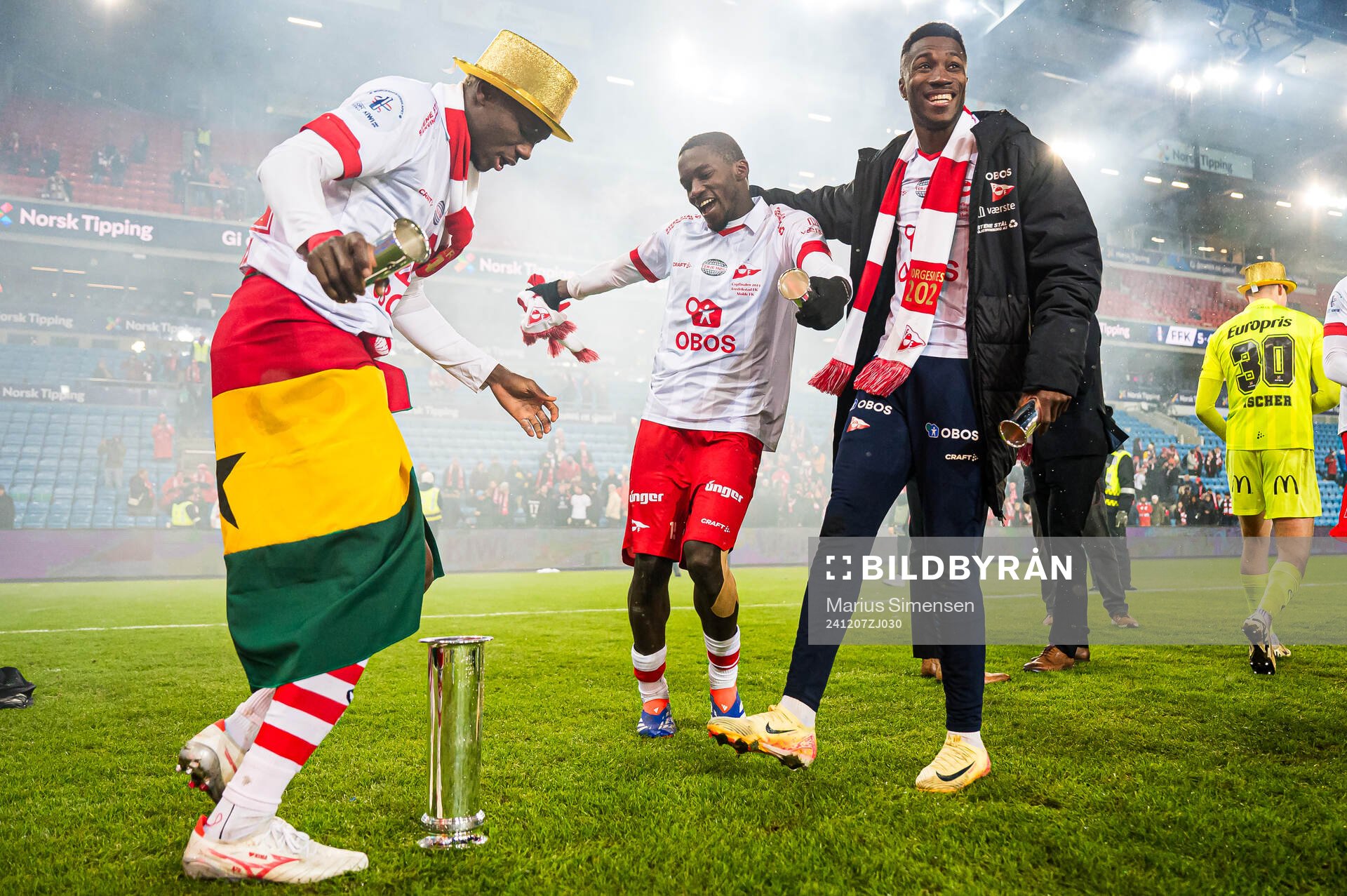Maxwell Woledzi, Fallou Fall and Mai Traore of Fredrikstad
