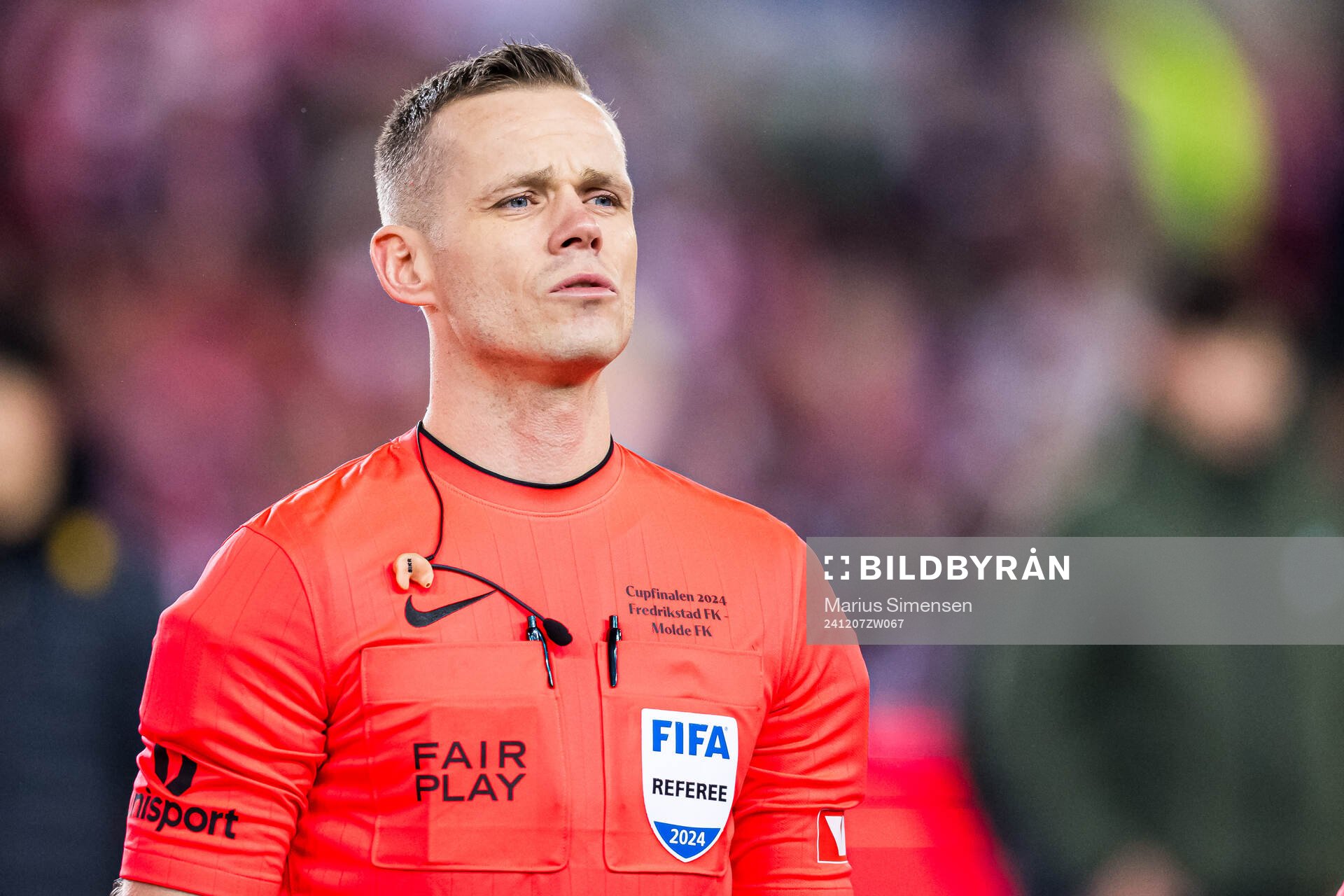 Sigurd Smehus Kringstad, referee, ahead of the cup final match between Fredrikstad and Molde on December 7, 2024 in Oslo. 